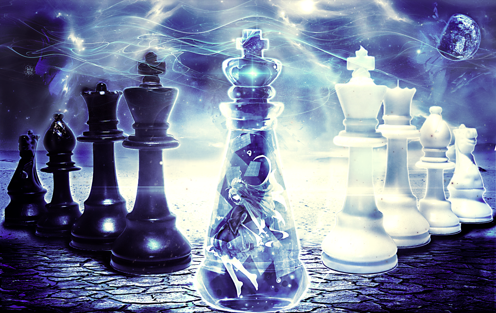 Surreal Chess Battle with Shiro from No Game No Life HD Wallpaper