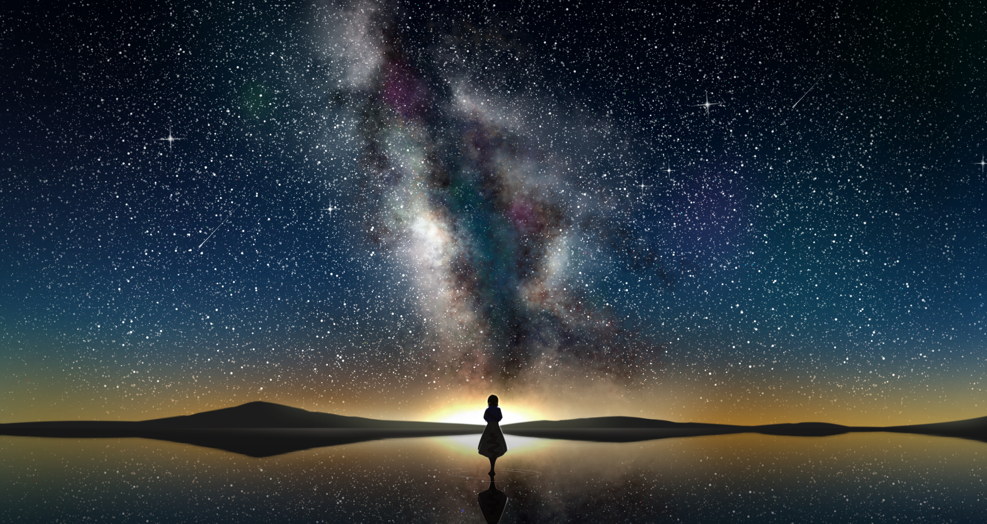 Violet Evergarden under the Milky Way HD Wallpaper