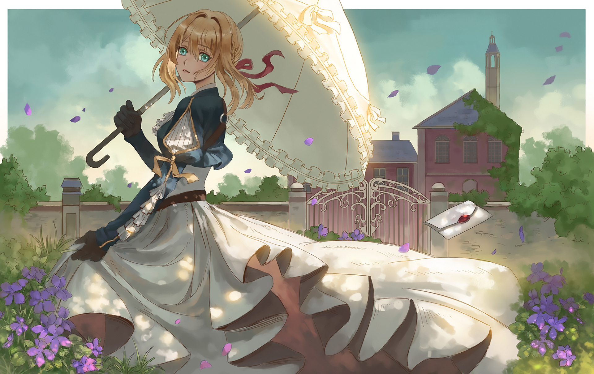 Violet Evergarden holding an umbrella HD Wallpaper