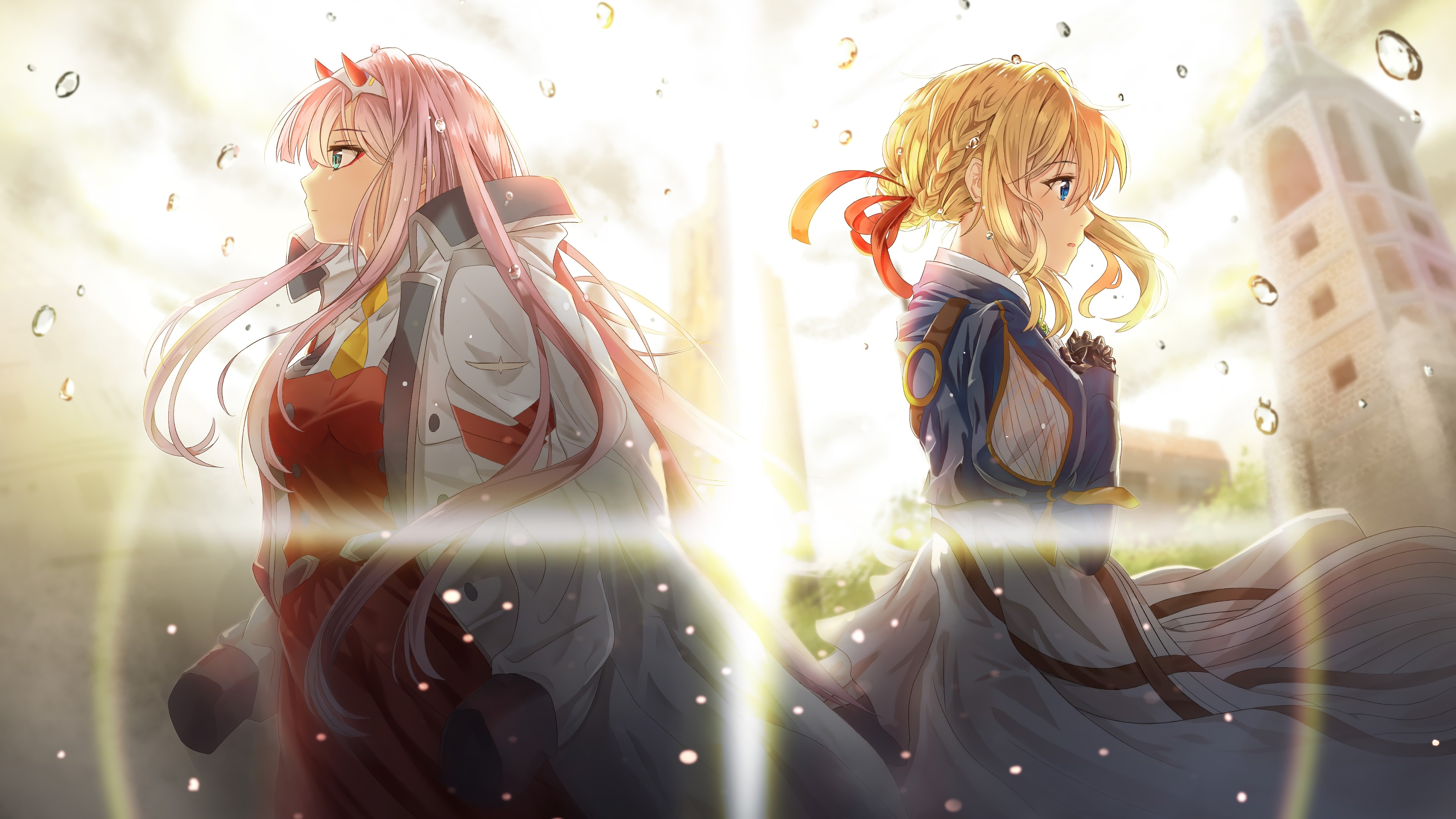 Zero Two and Violet Evergarden HD Wallpaper