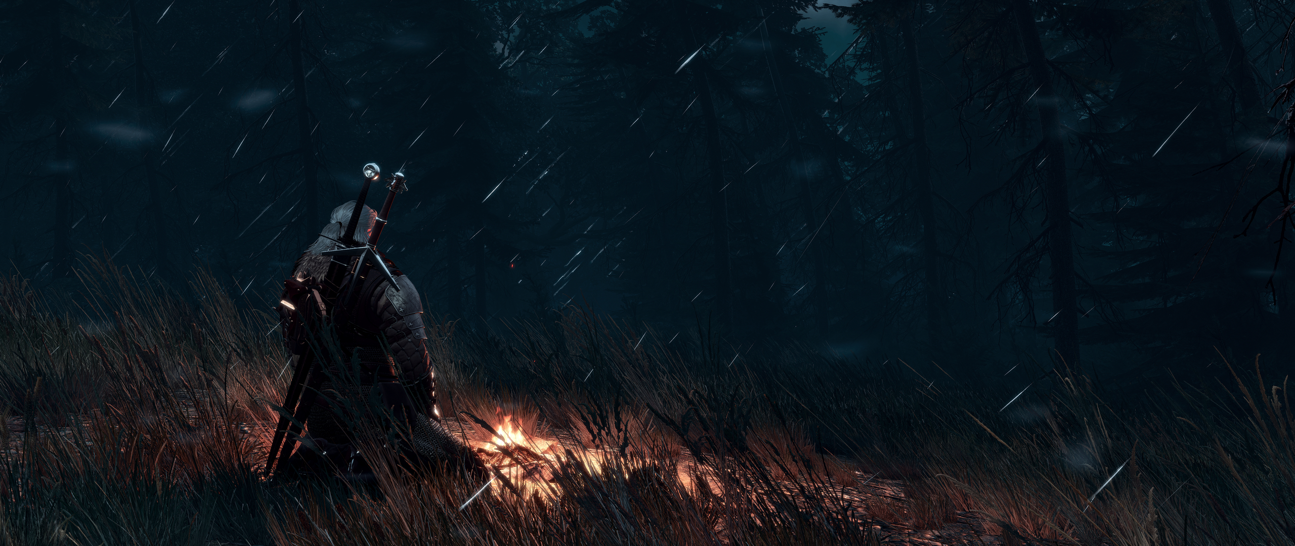Geralt of Rivia in the rain HD Wallpaper