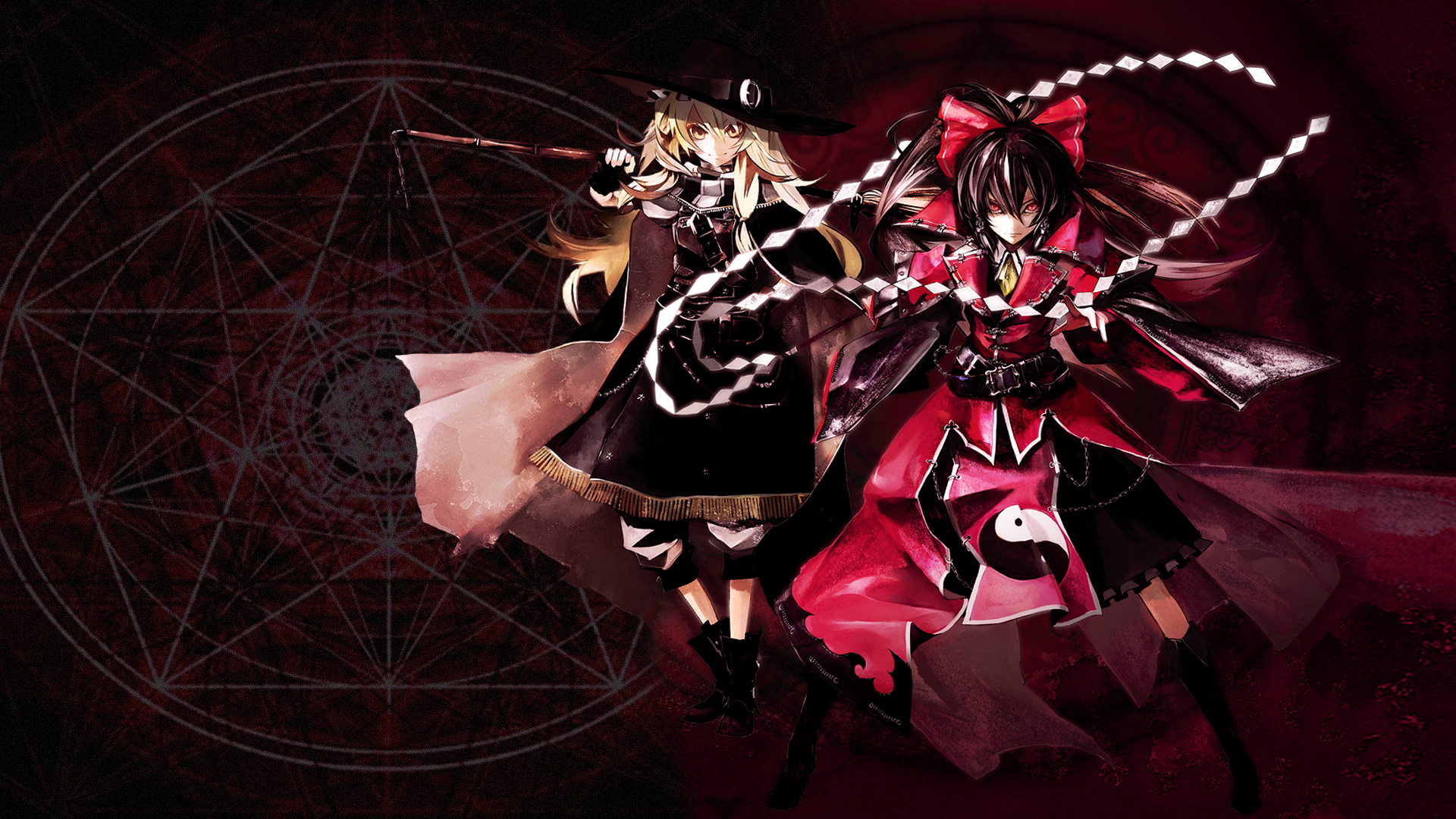 Reimu Hakurei and Marisa Kirisame from Touhou Project HD Wallpaper