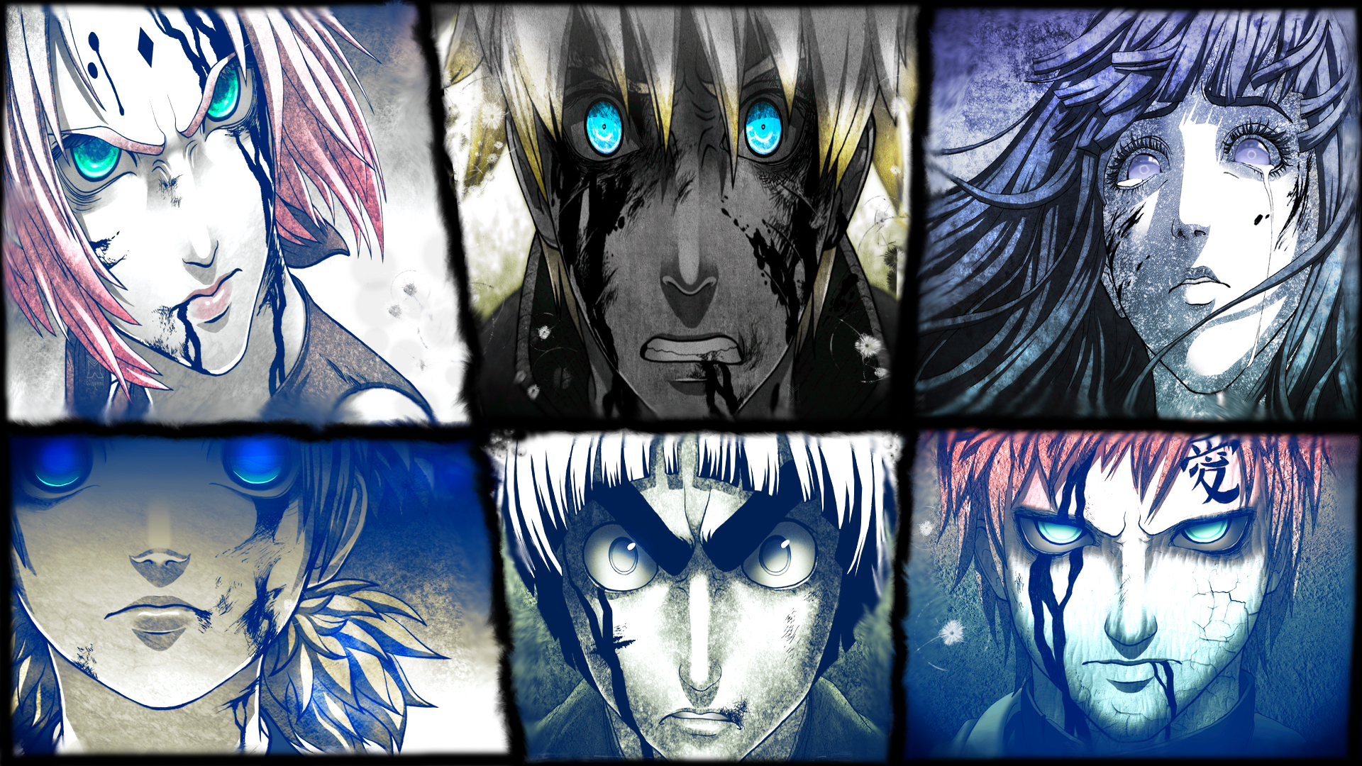 Naruto Characters in a Triptych Style HD Wallpaper