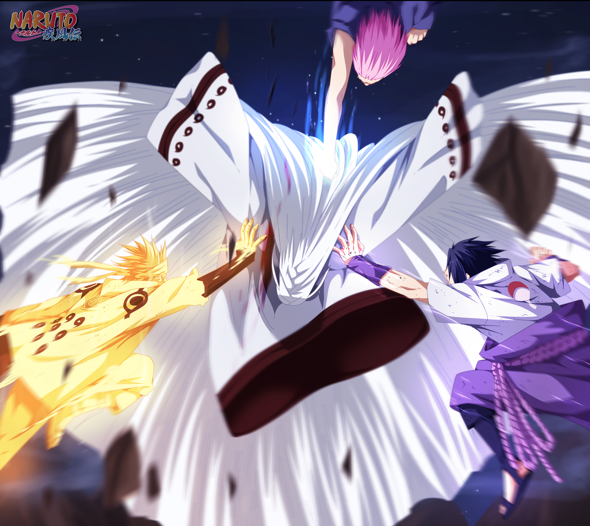 Naruto and Sasuke vs Kaguya Otsutsuki HD Wallpaper