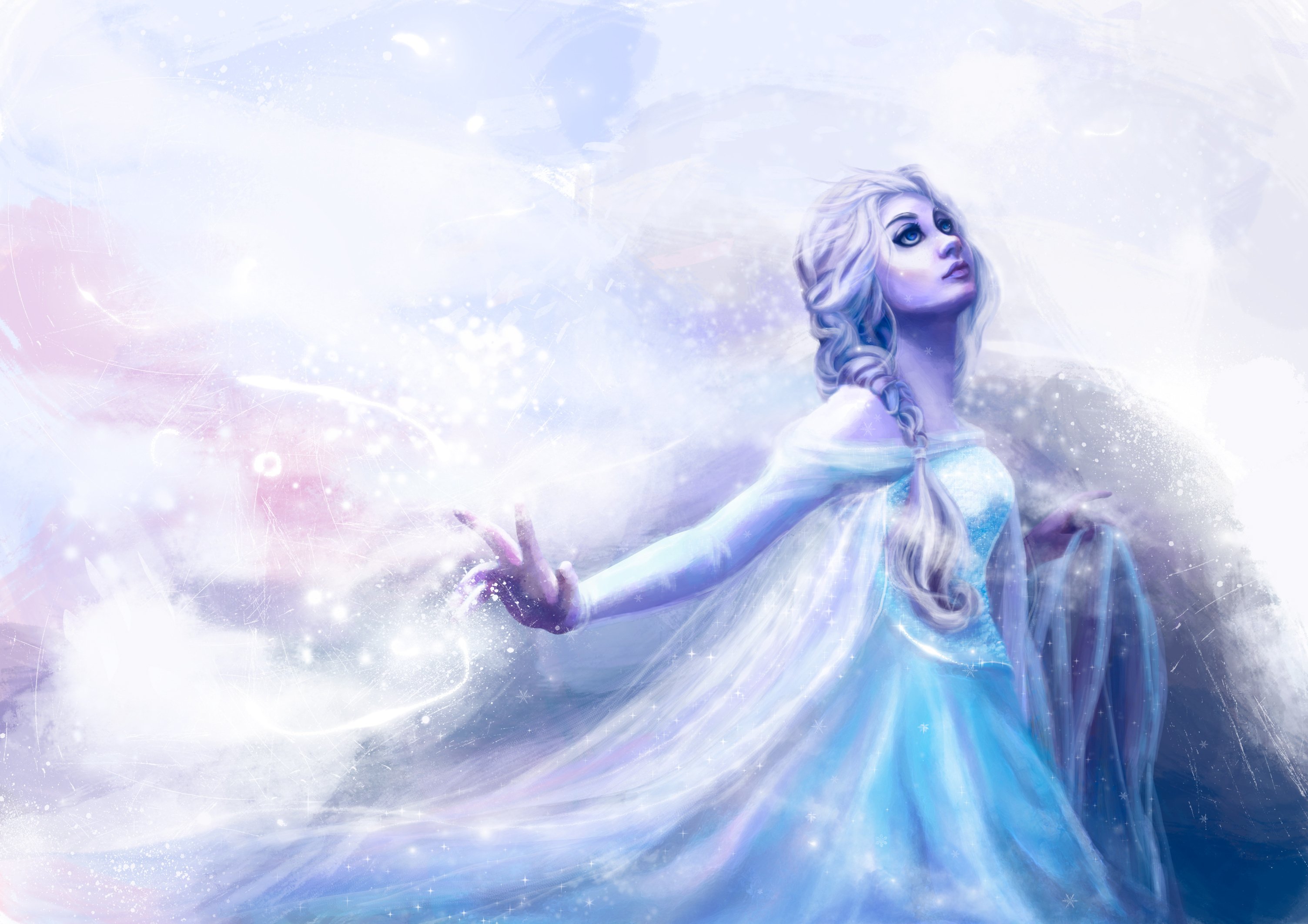Elsa from Frozen in a magical winter scene HD Wallpaper