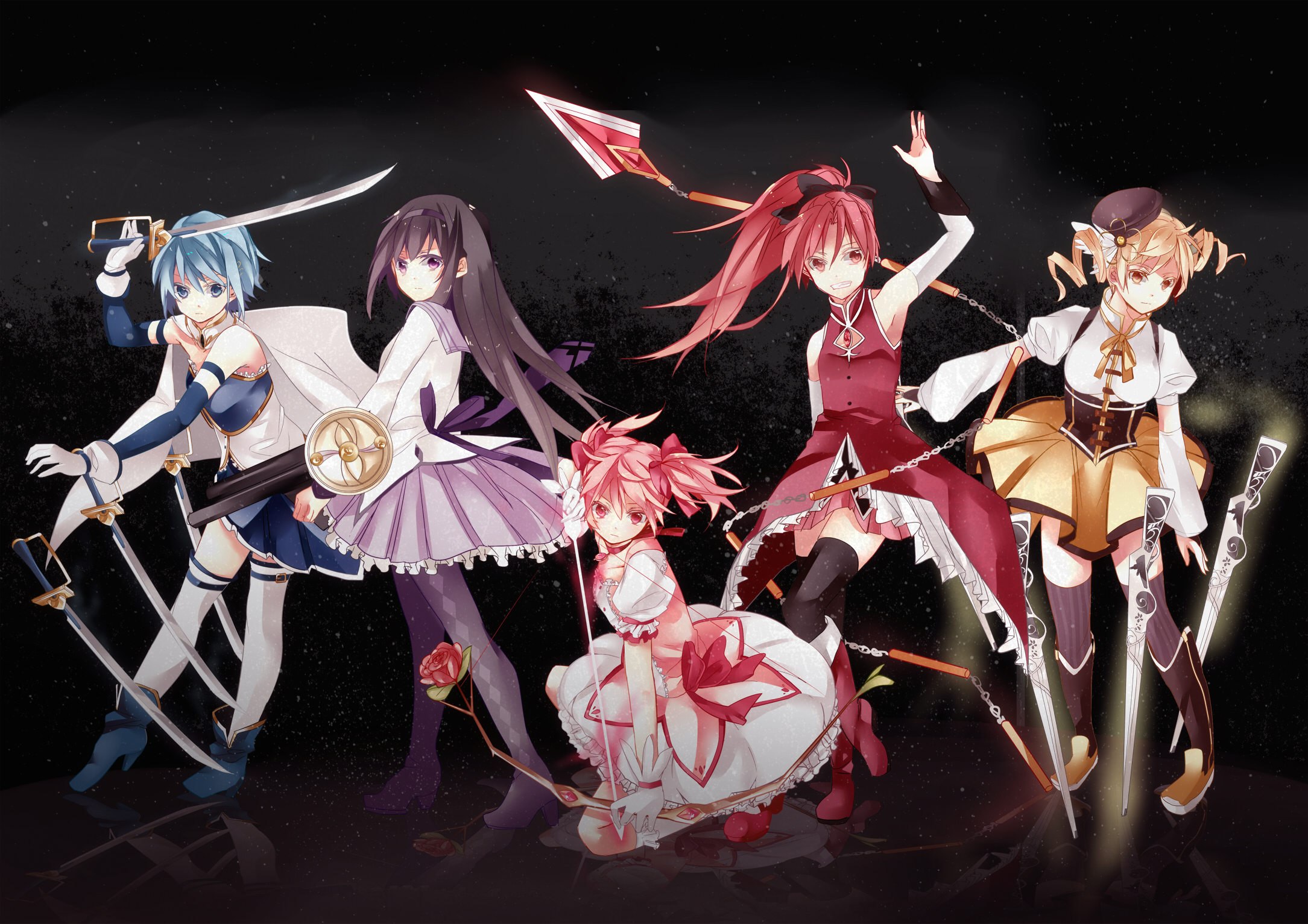 Magical Girls from Puella Magi Madoka Magica HD Wallpaper