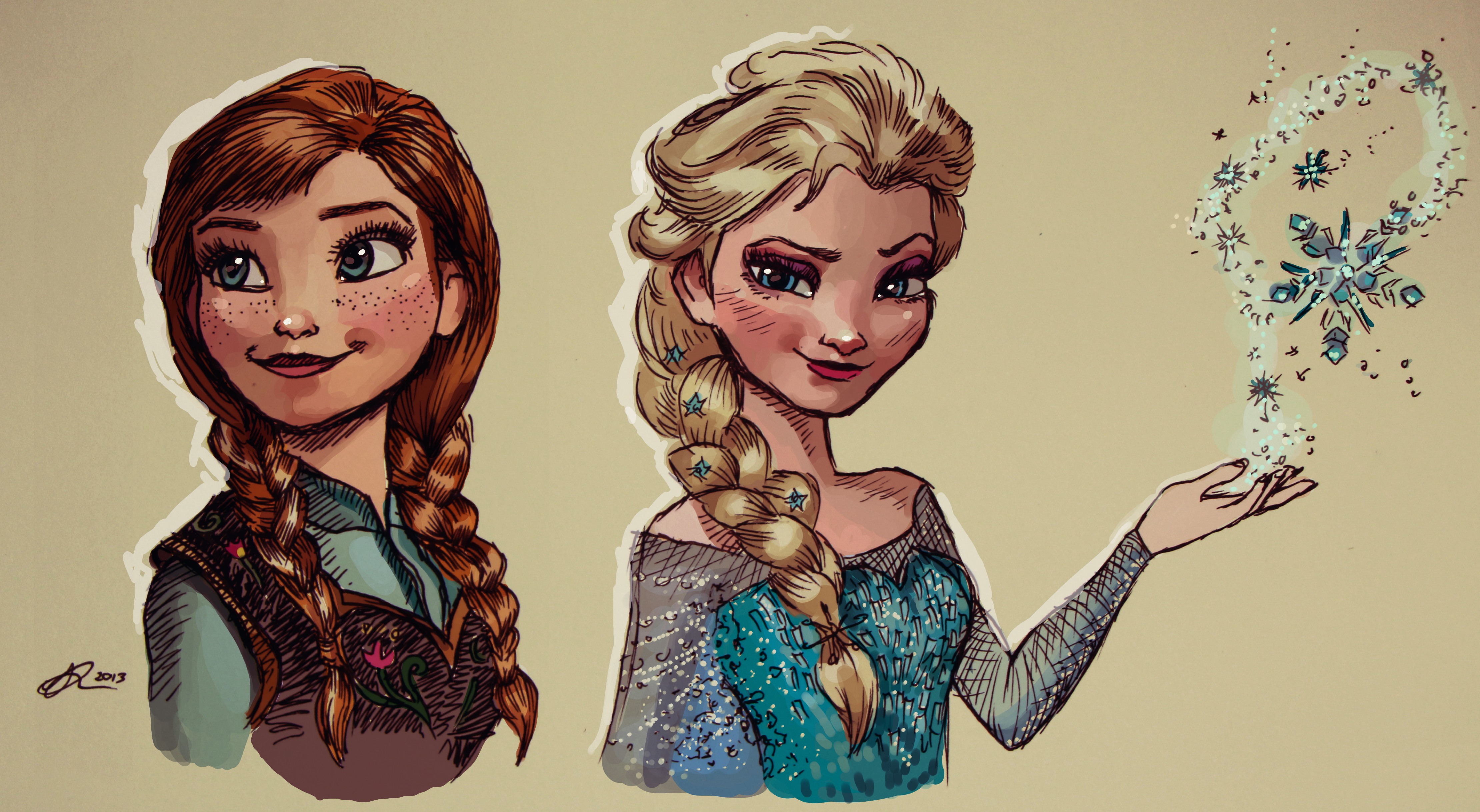 Anna and Elsa from Frozen HD Wallpaper