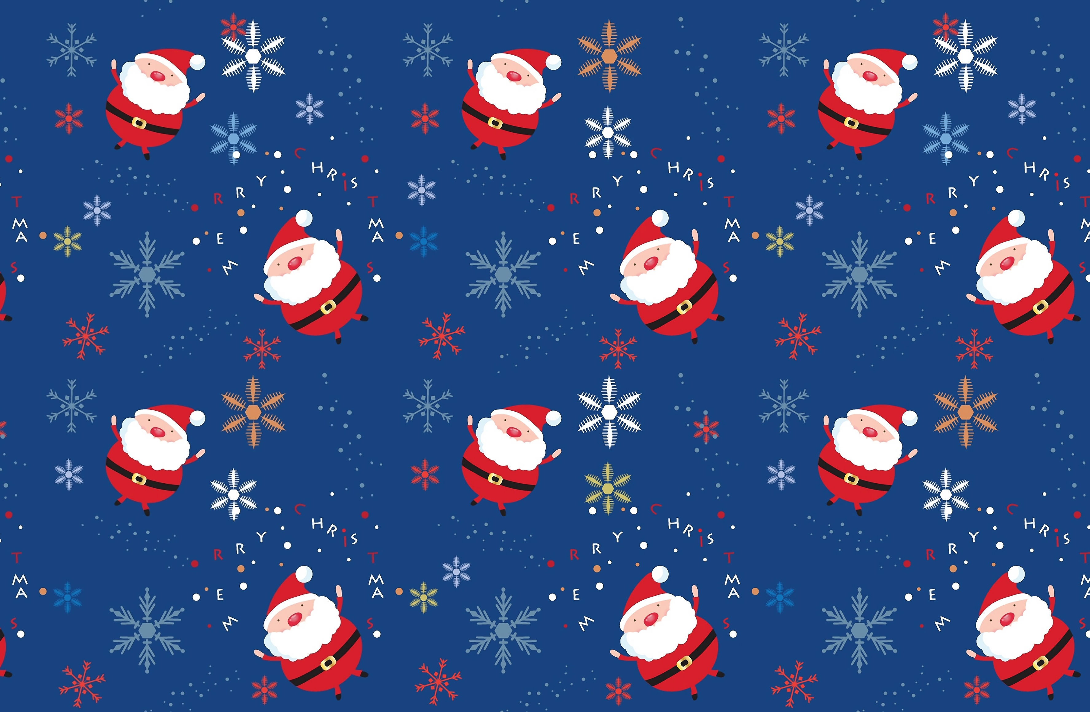 Santa Claus and snowflakes pattern HD Wallpaper