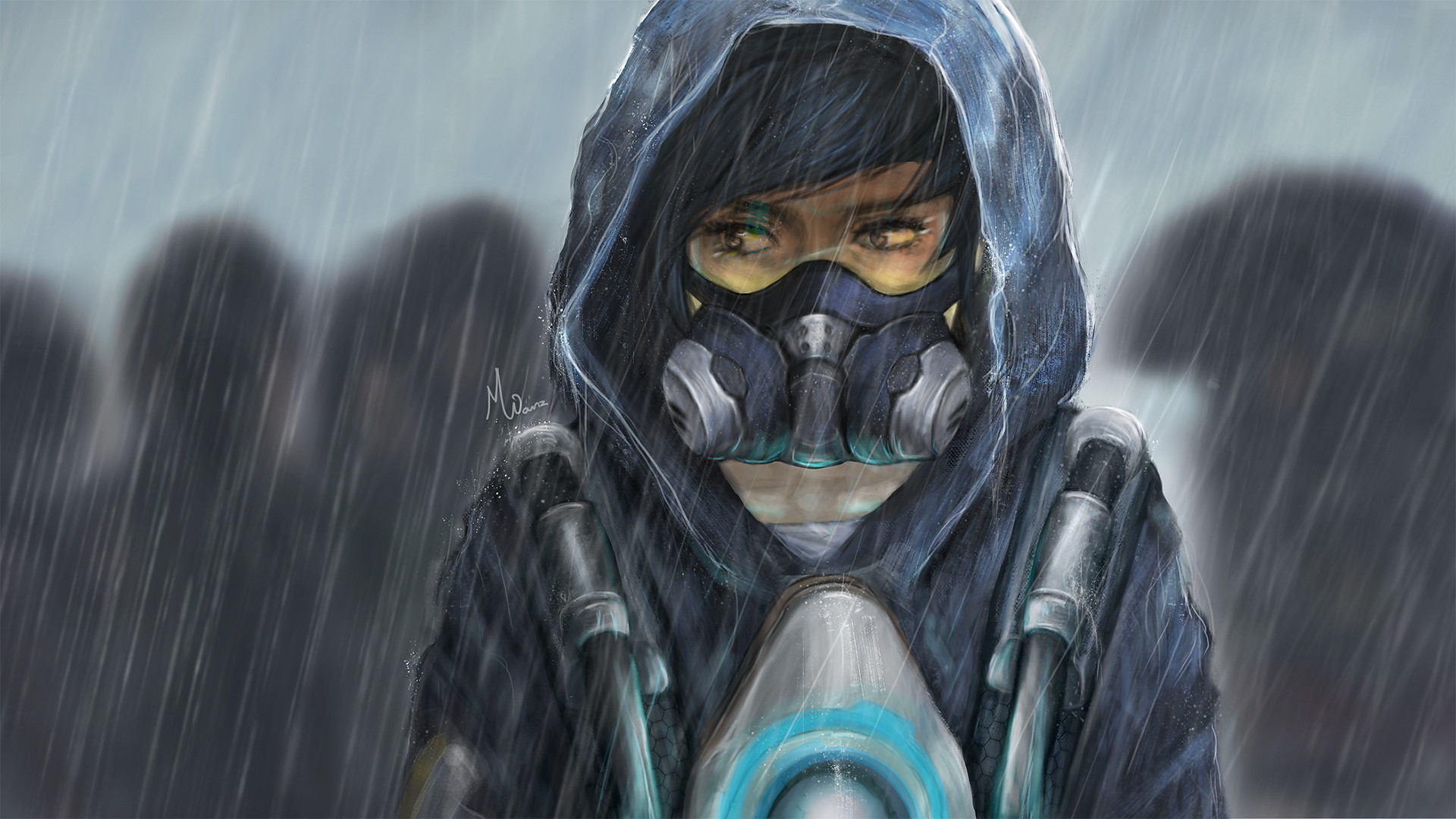 Tracer from Overwatch in the rain HD Wallpaper