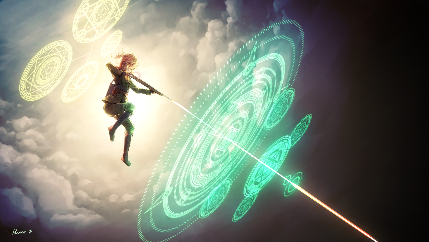 Tanya Degurechaff firing a beam weapon HD Wallpaper