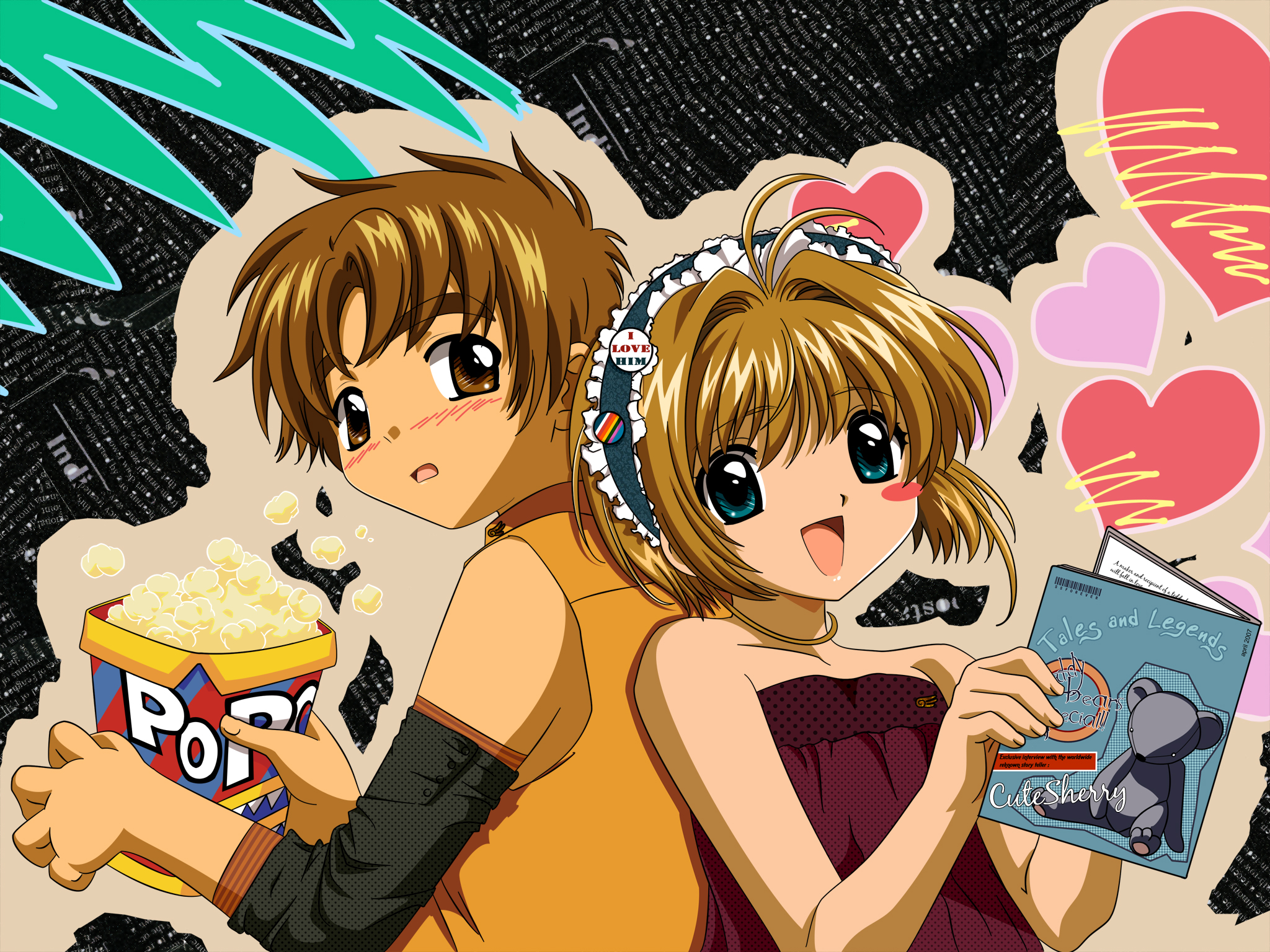 Sakura Kinomoto with Popcorn and Book HD Wallpaper
