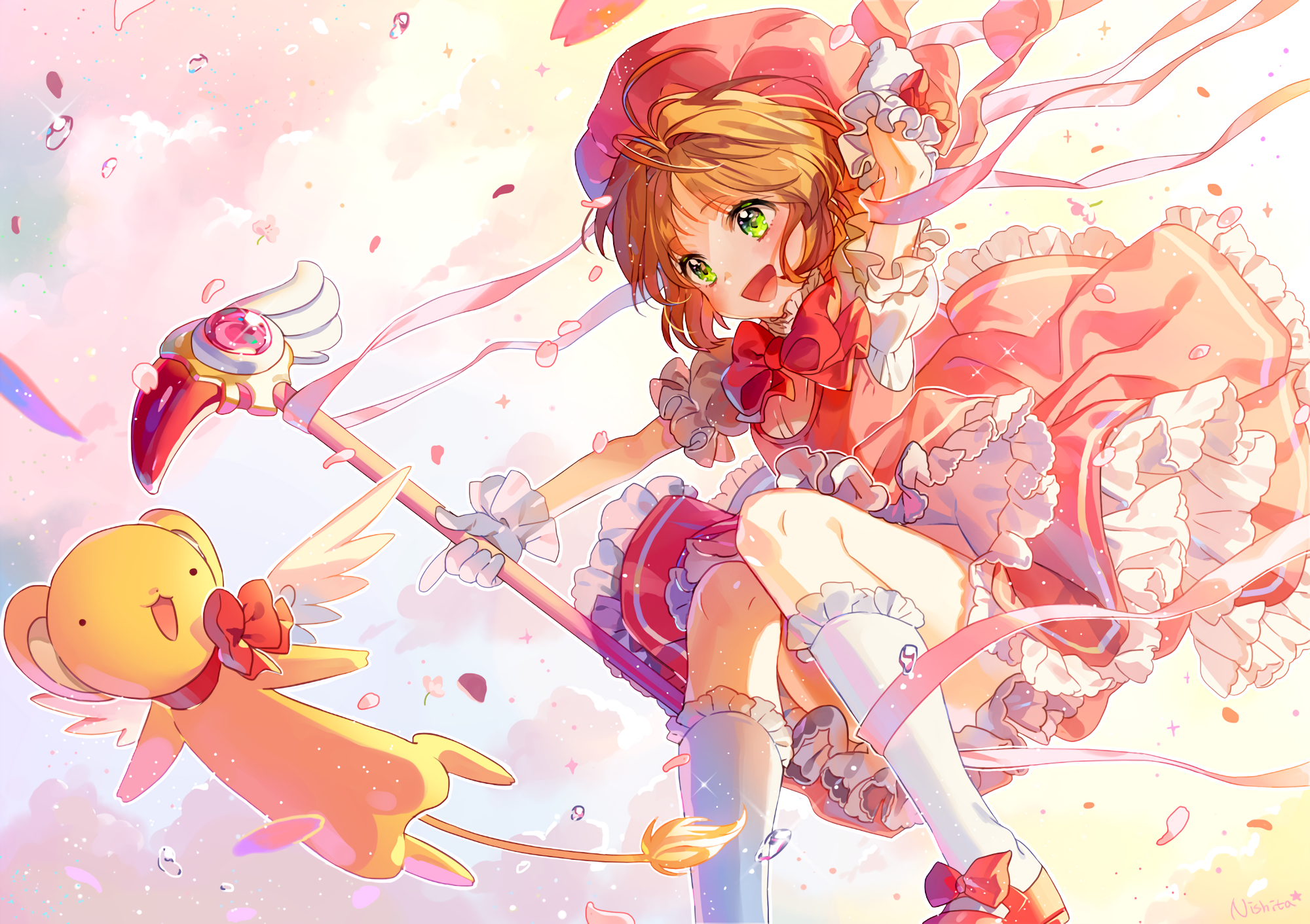Sakura Kinomoto with Keroberos from Cardcaptor Sakura HD Wallpaper
