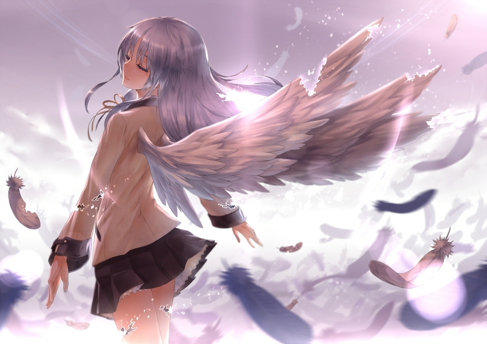 Kanade Tachibana with Angel Wings HD Wallpaper