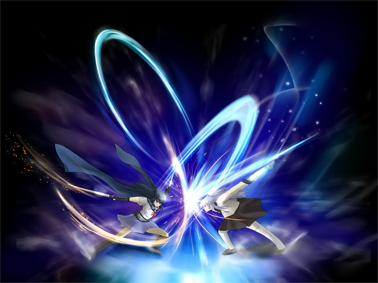 Kanade Tachibana fighting with energy blasts HD Wallpaper