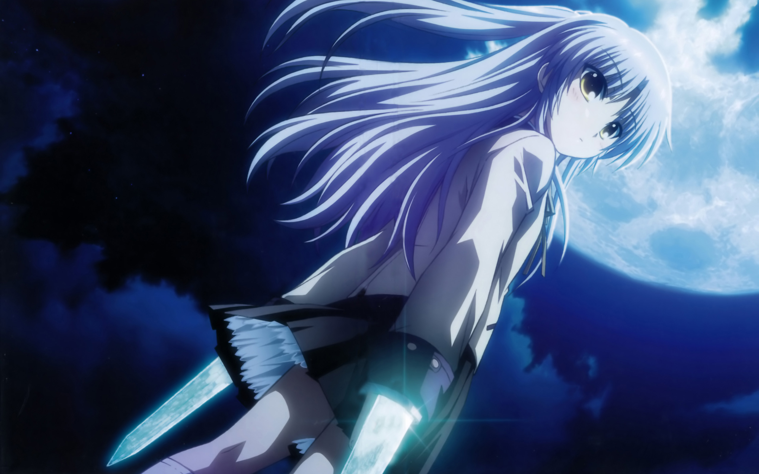 Kanade Tachibana from Angel Beats! with knives HD Wallpaper