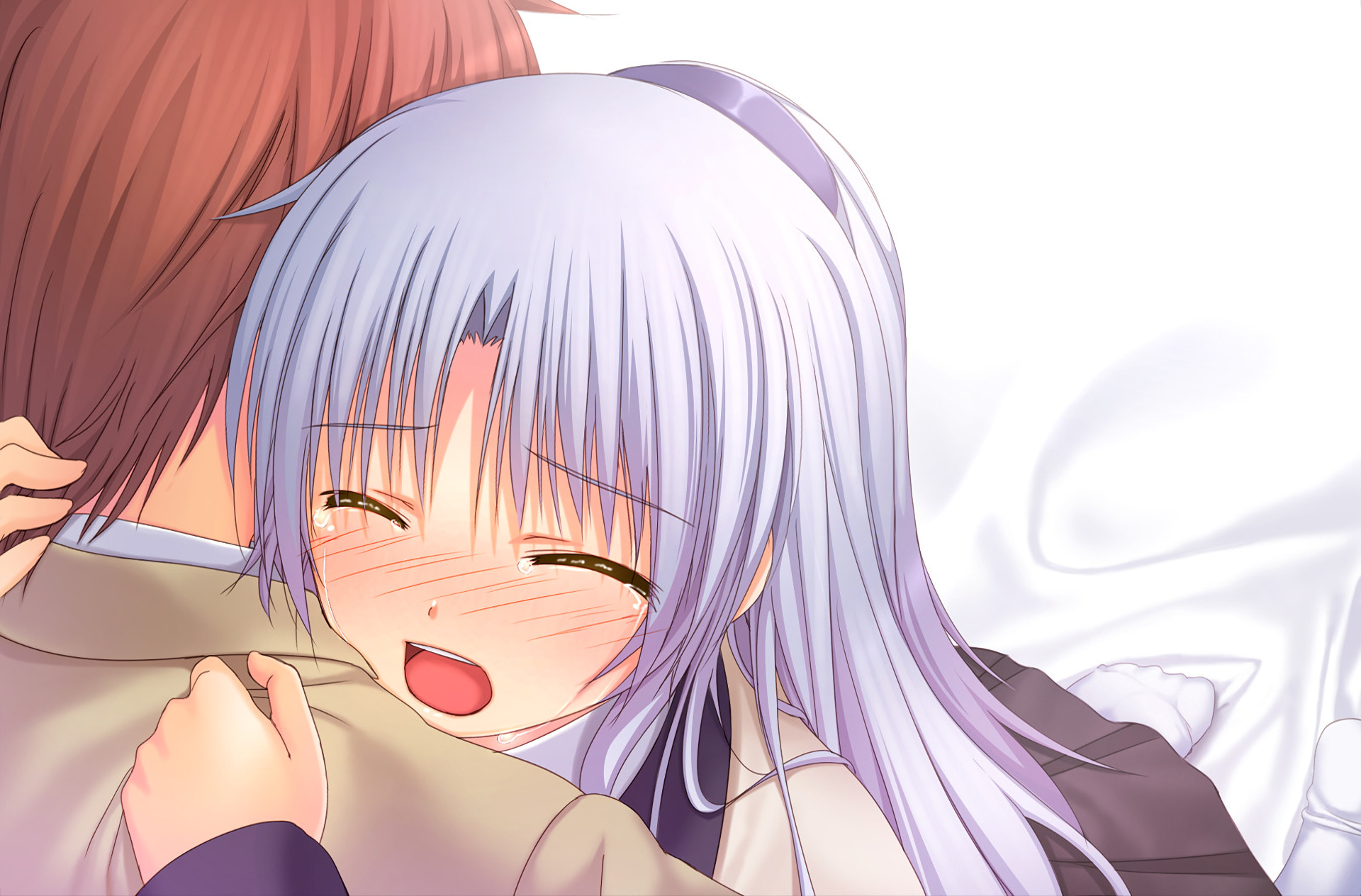 Kanade Tachibana hugging a man HD Wallpaper