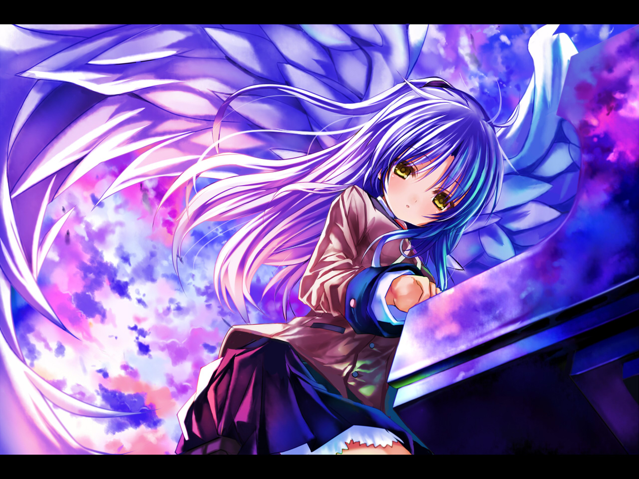 Kanade Tachibana with Angel Wings HD Wallpaper