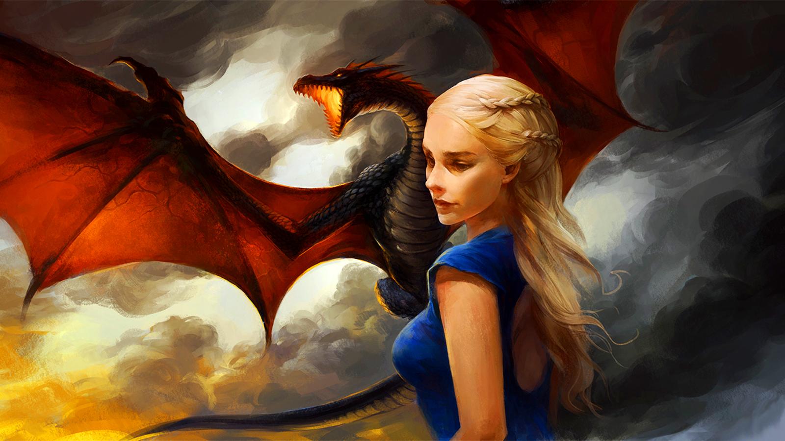 Daenerys Targaryen with a Dragon HD Wallpaper