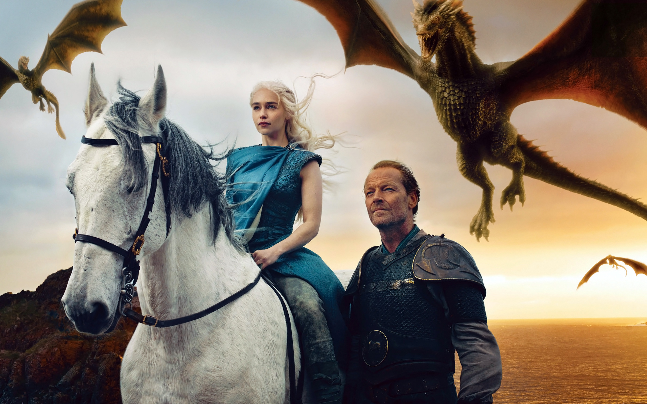 Daenerys Targaryen from Game of Thrones with Dragons HD Wallpaper