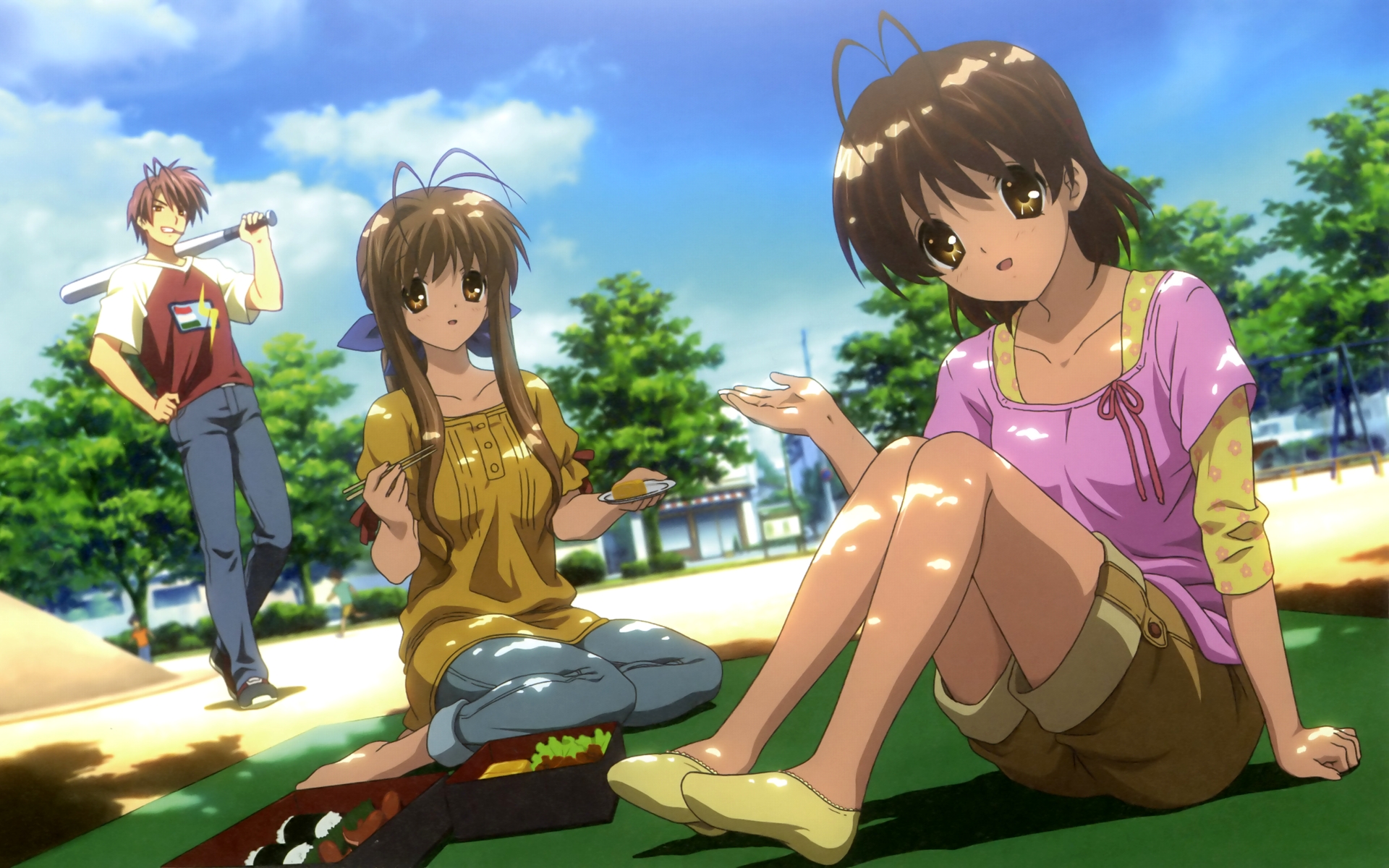 Nagisa Furukawa and friends having a picnic HD Wallpaper