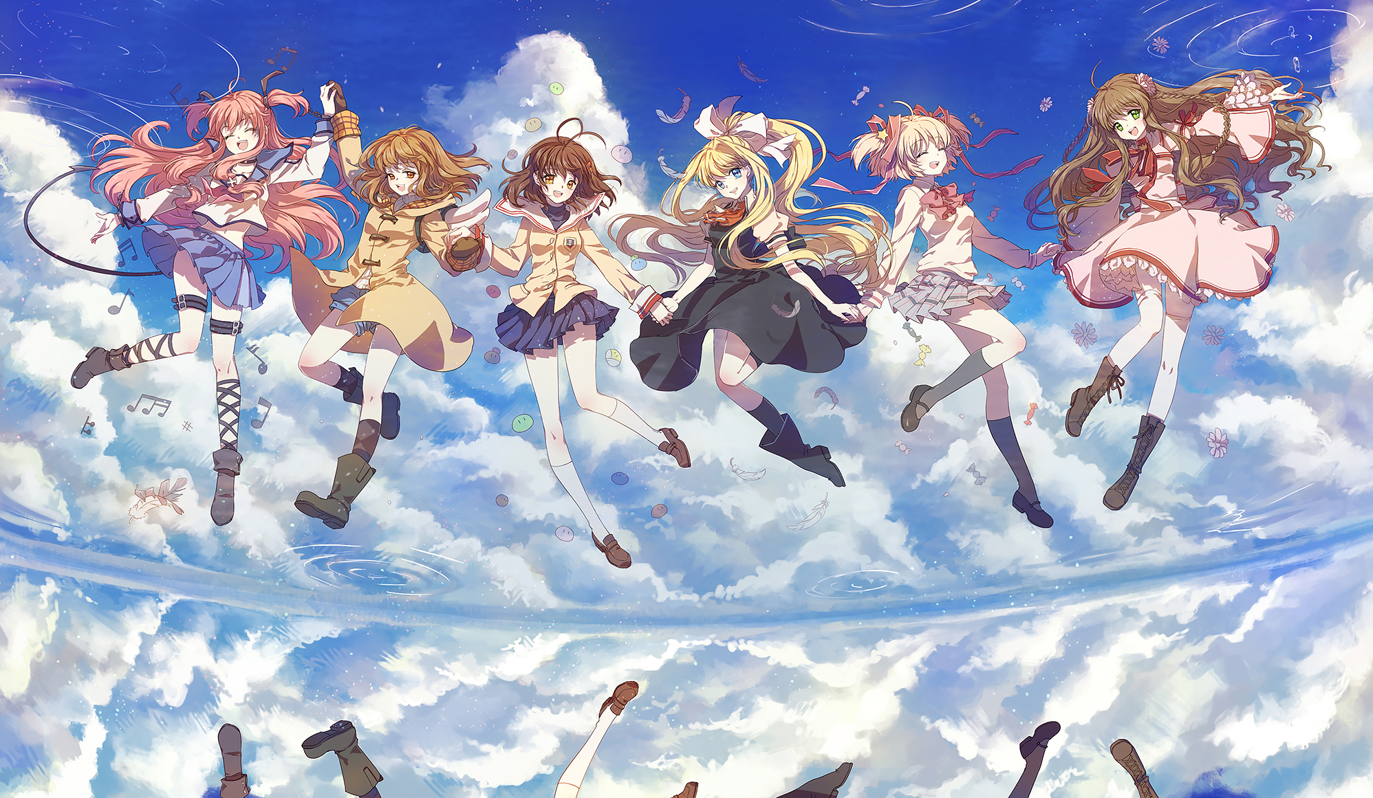 Group of girls dancing in the sky HD Wallpaper