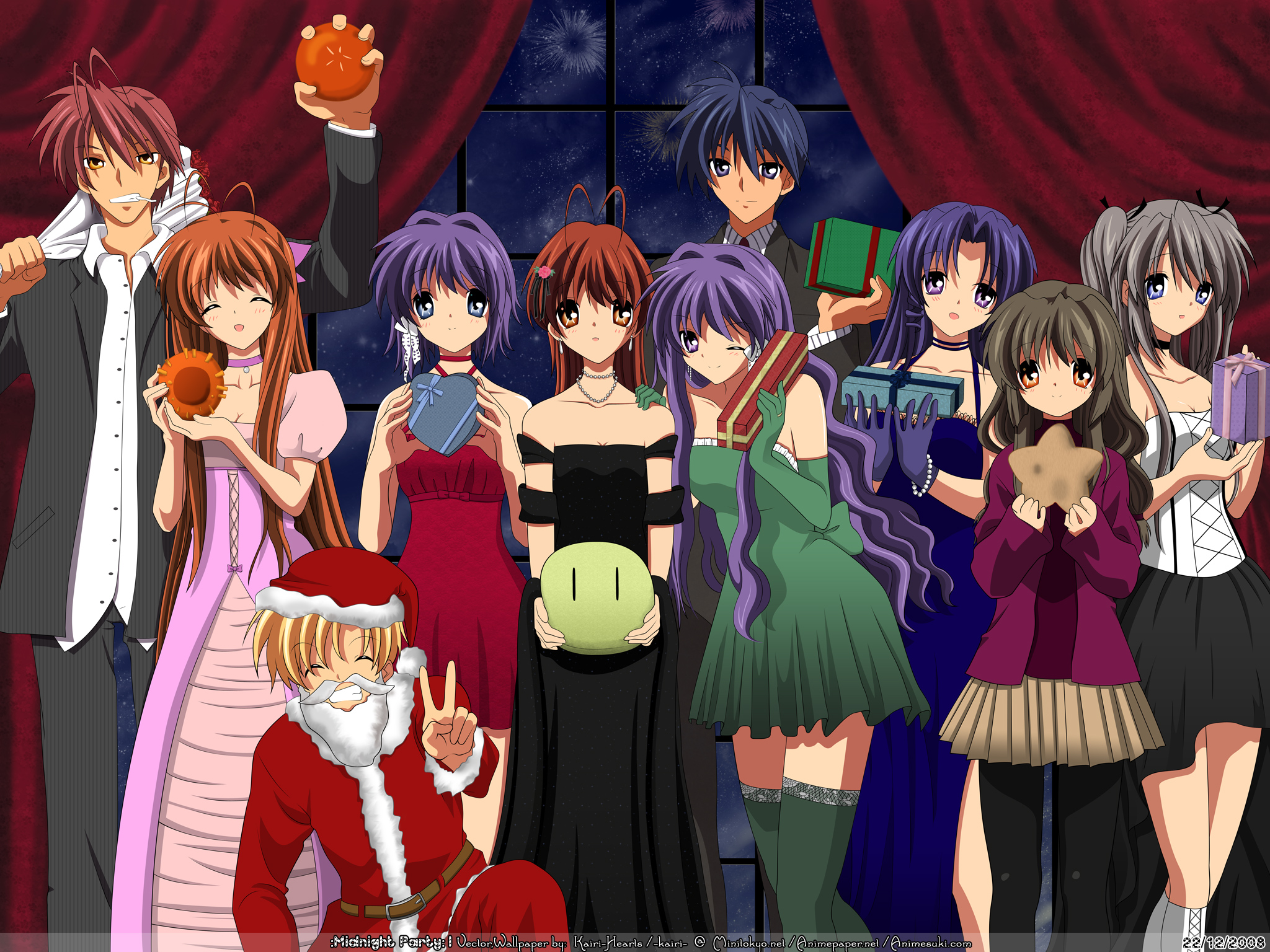 Clannad characters in holiday attire HD Wallpaper