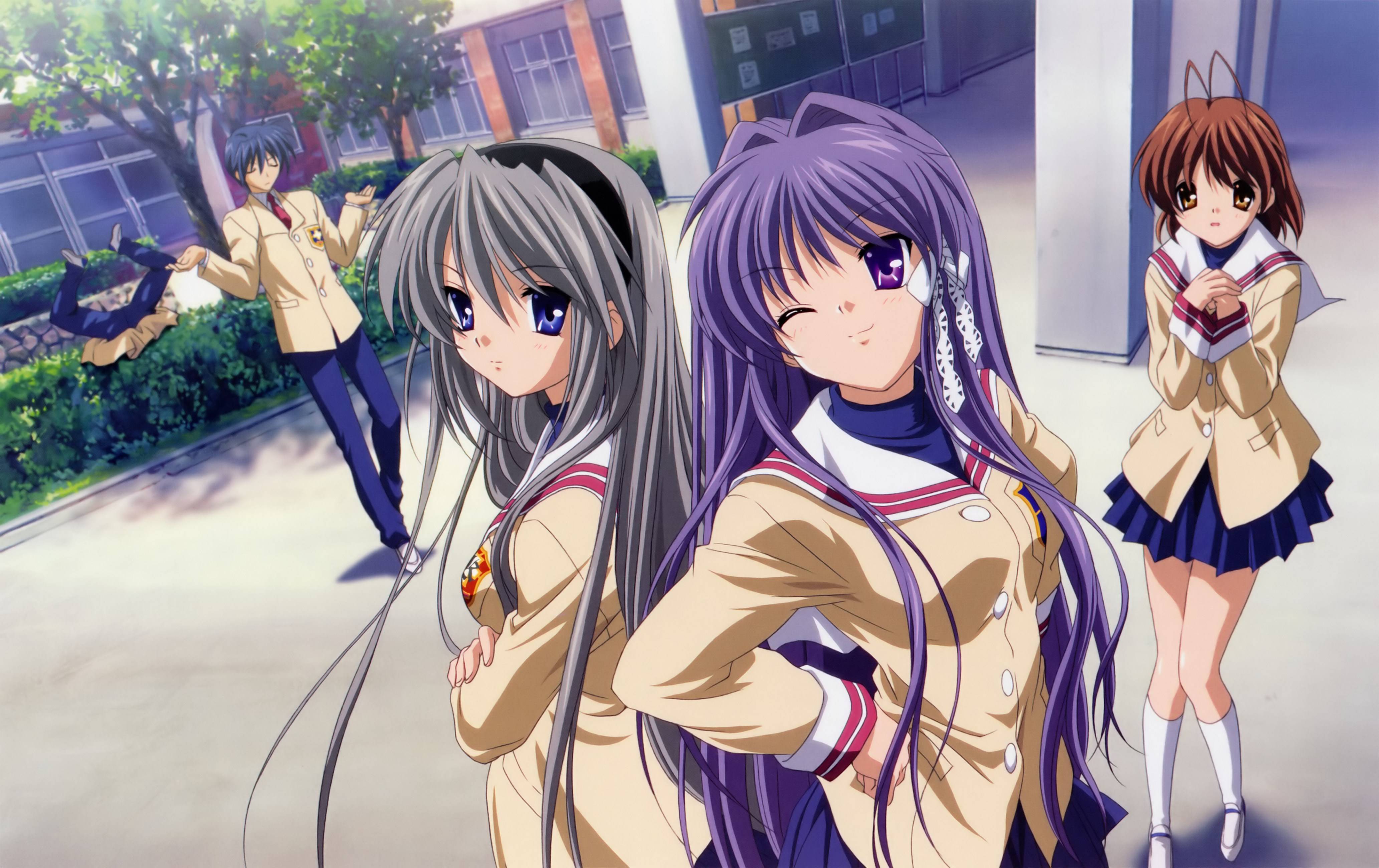 Anime characters in school uniforms HD Wallpaper