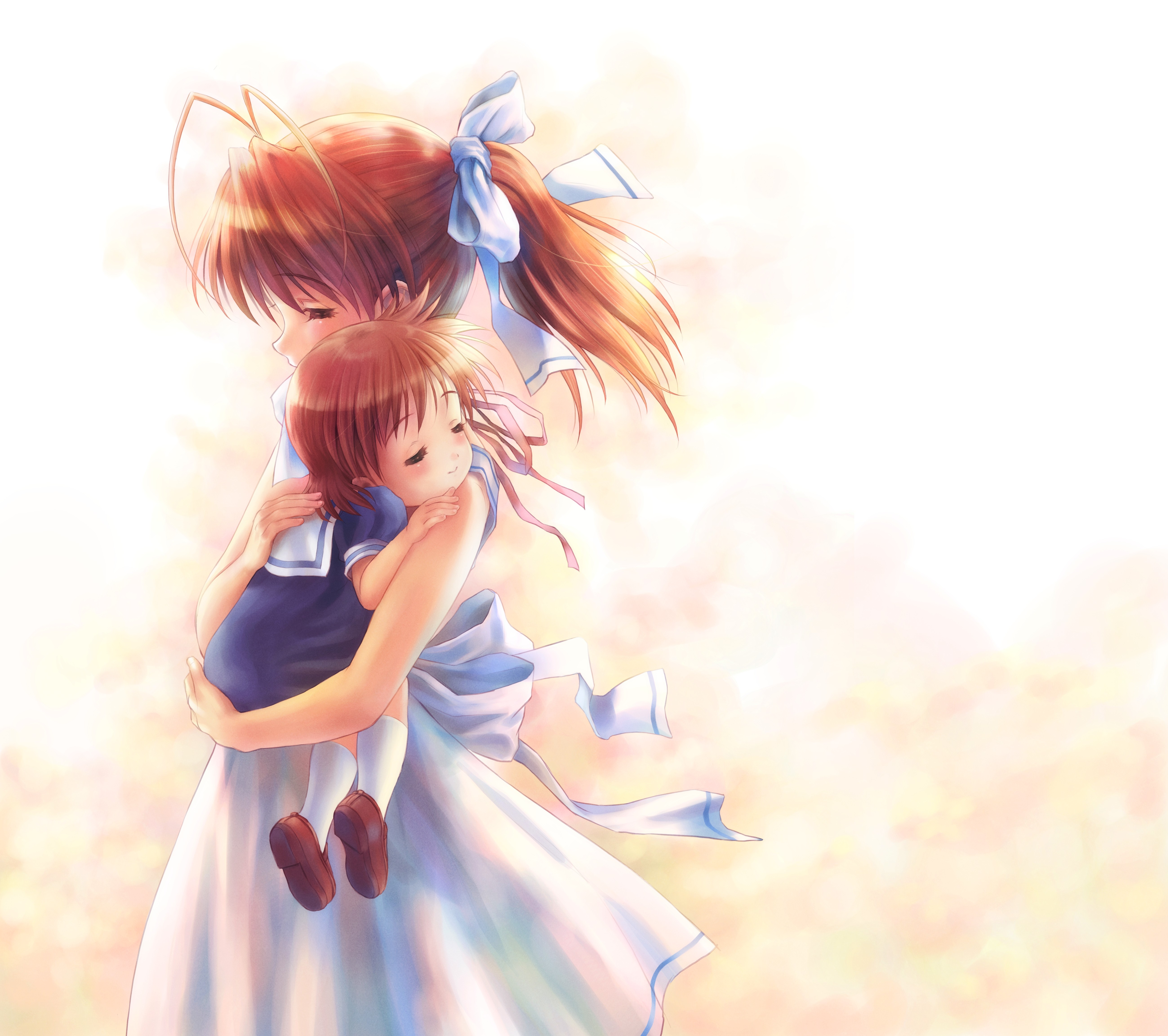 Nagisa Furukawa hugging a child HD Wallpaper