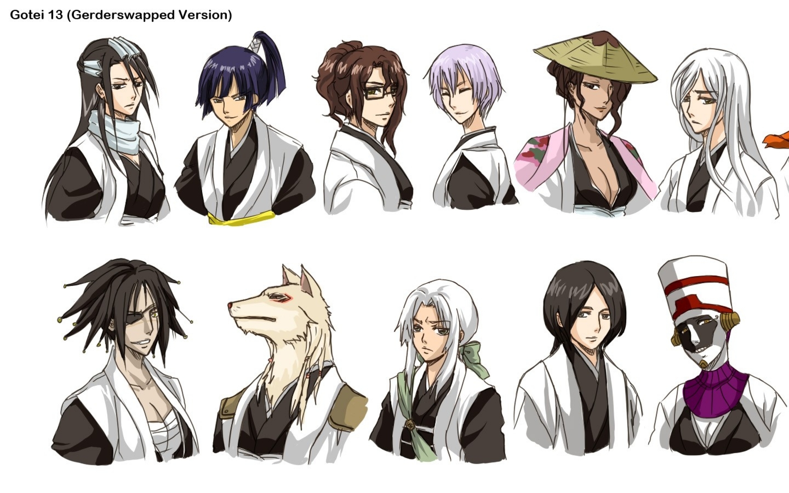 Gotei 13 (Genderswapped Version) Characters HD Wallpaper