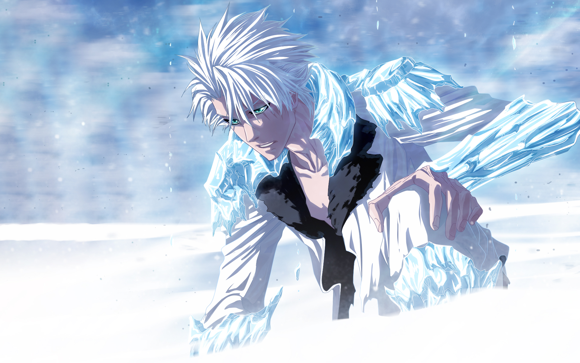 Tōshirō Hitsugaya from Bleach in snow HD Wallpaper
