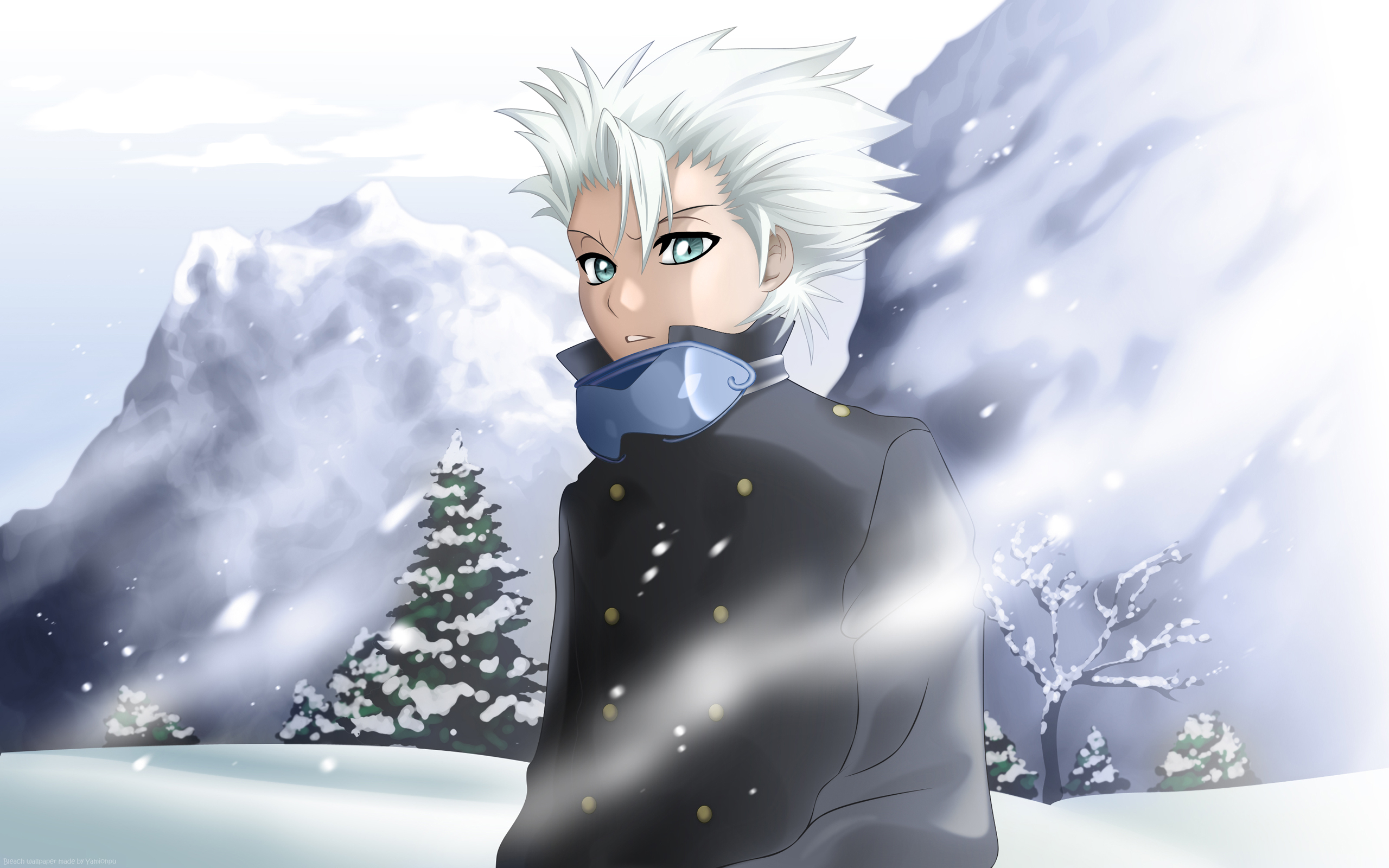 Tōshirō Hitsugaya in a Snowy Landscape HD Wallpaper