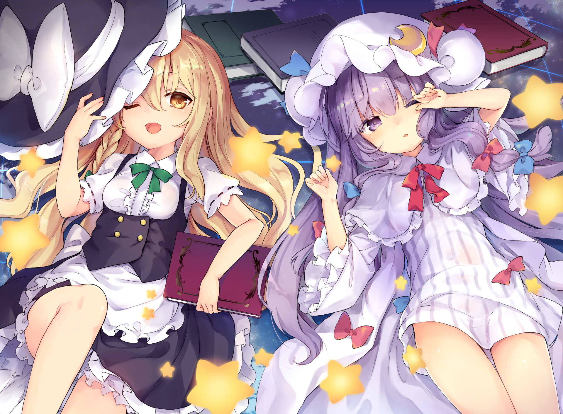 Marisa Kirisame and Patchouli Knowledge from Touhou Project HD Wallpaper