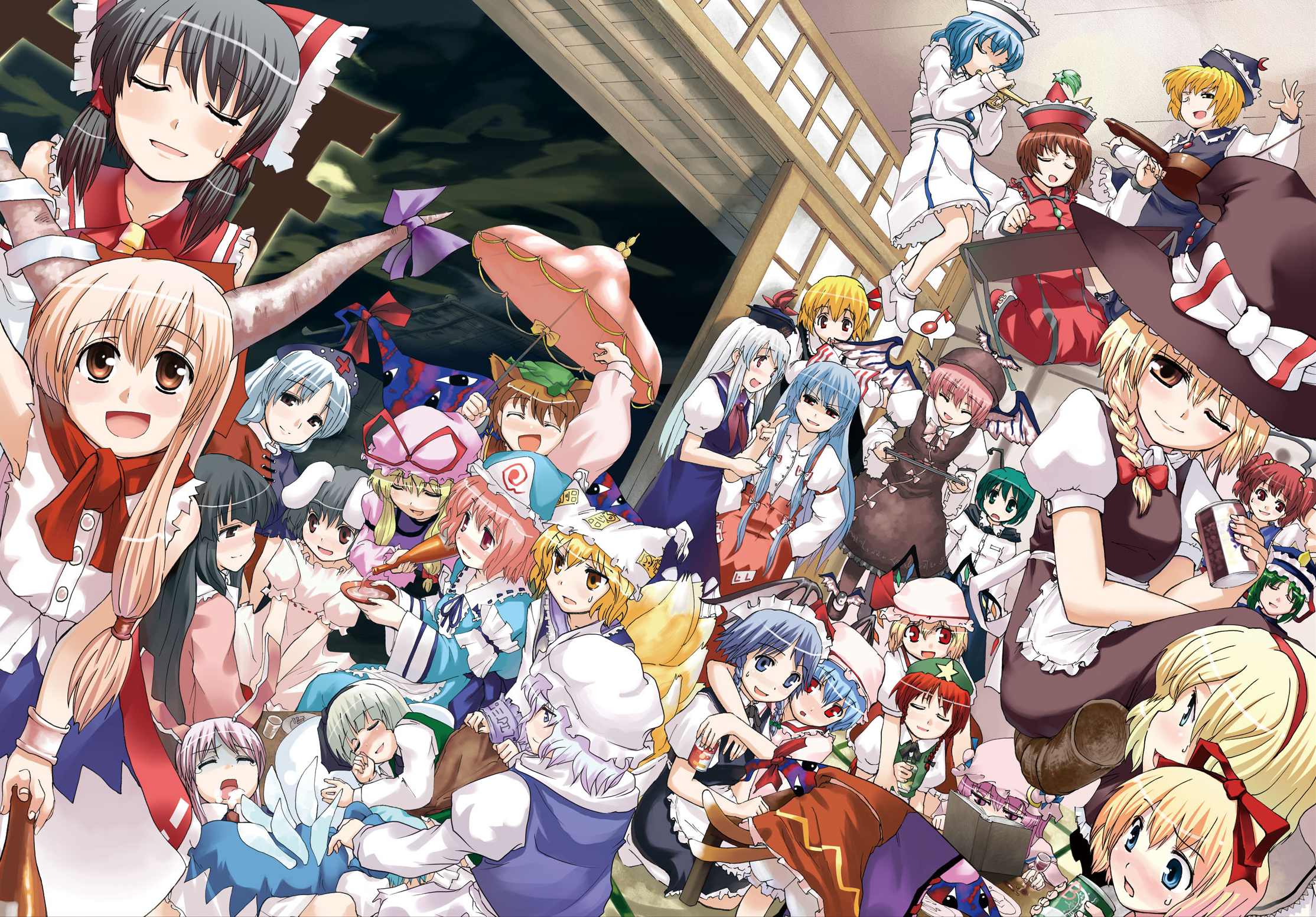 Touhou Project characters gathered together HD Wallpaper