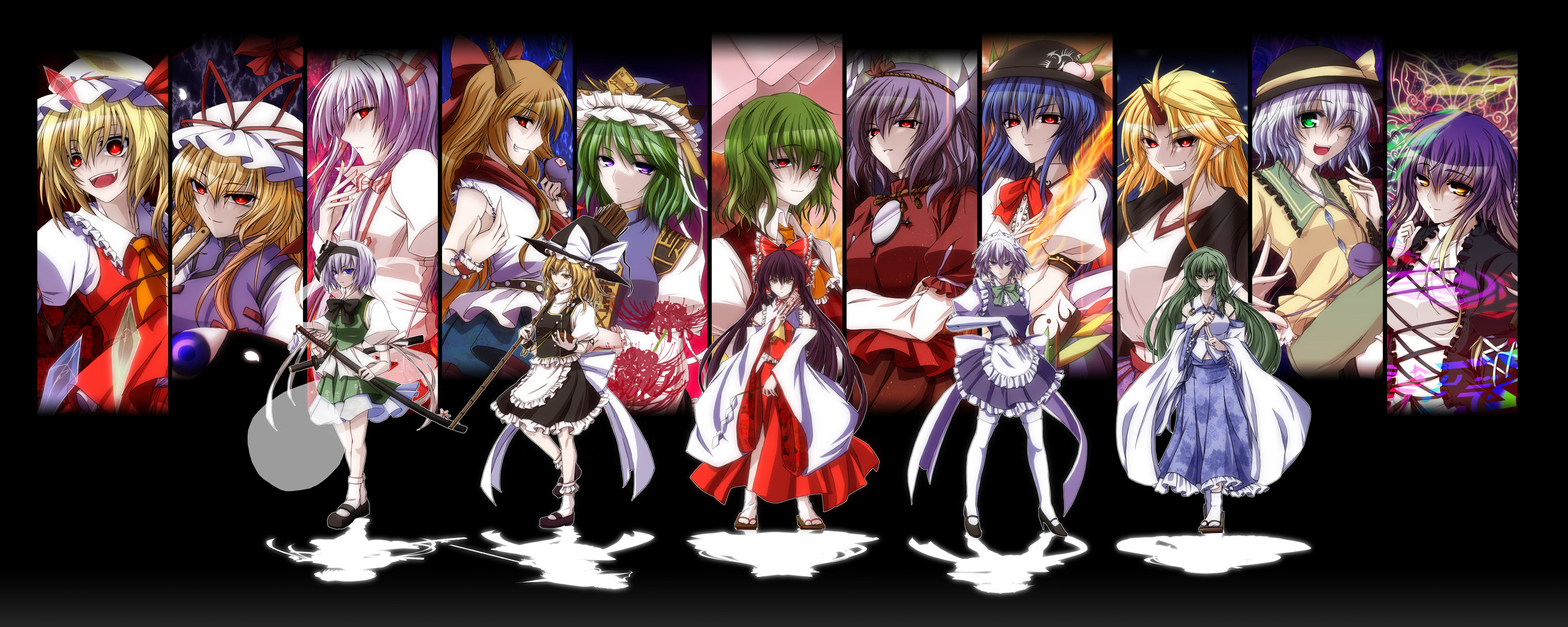 Touhou Project characters collage HD Wallpaper