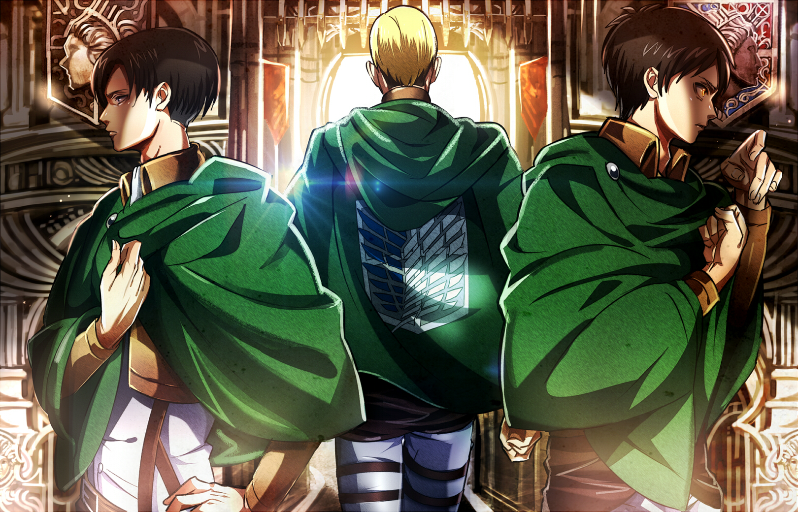 Levi, Erwin, and Eren from Attack on Titan HD Wallpaper
