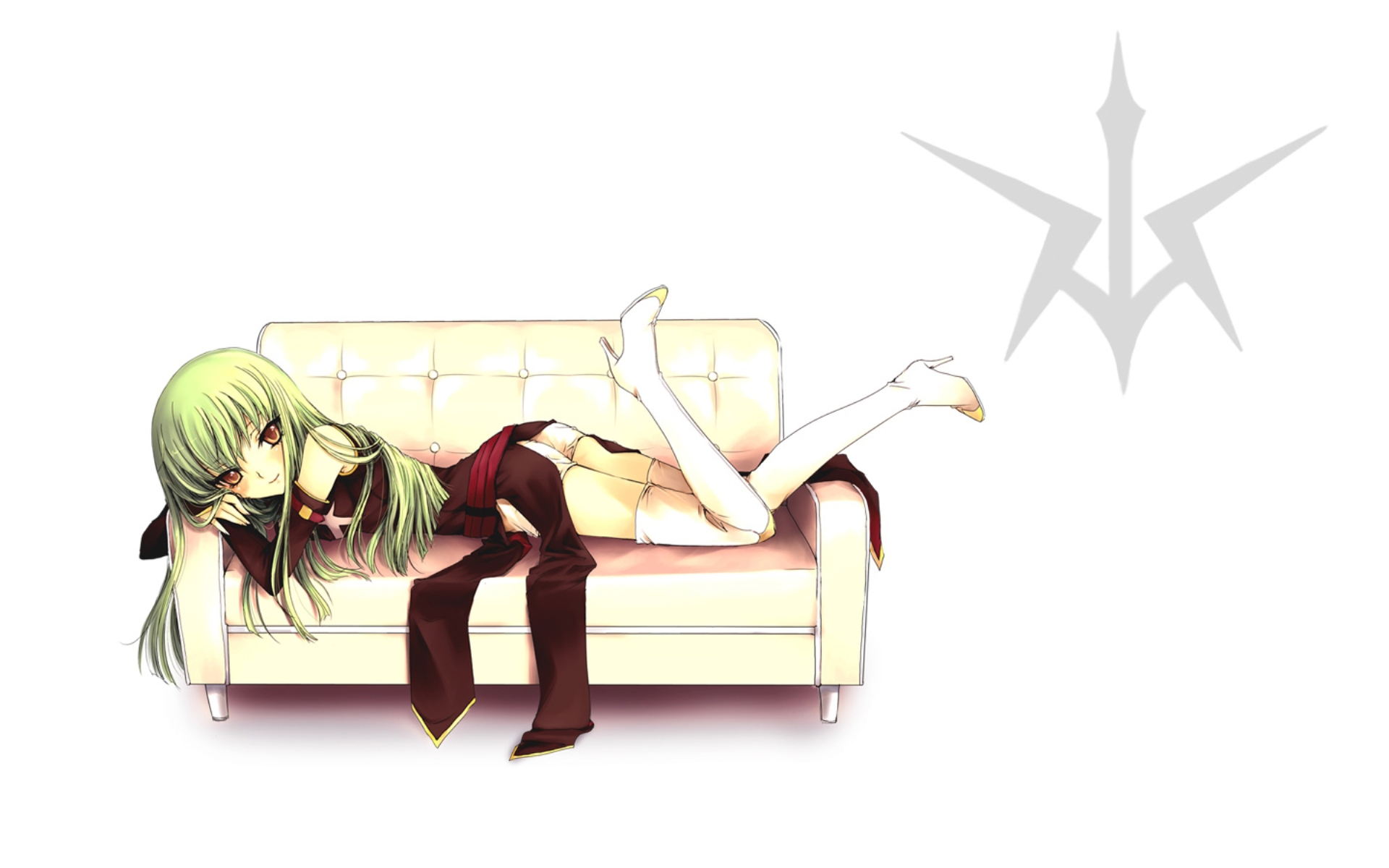 C.C. from Code Geass lying on a couch HD Wallpaper