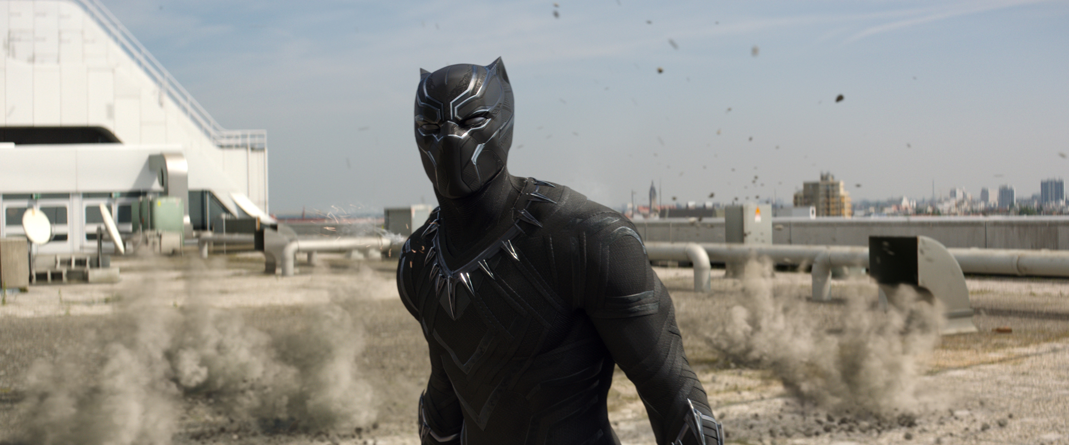 Black Panther from Marvel Comics on a Rooftop HD Wallpaper