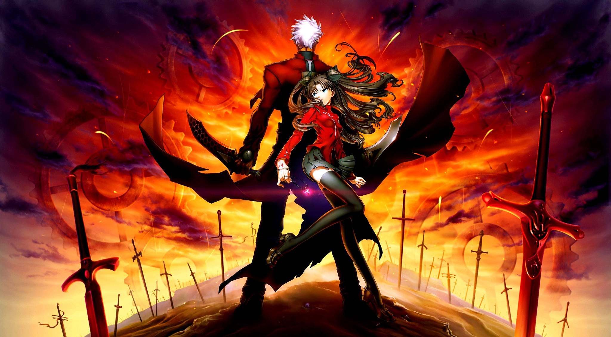 Rin Tohsaka and Archer from Fate/stay night HD Wallpaper