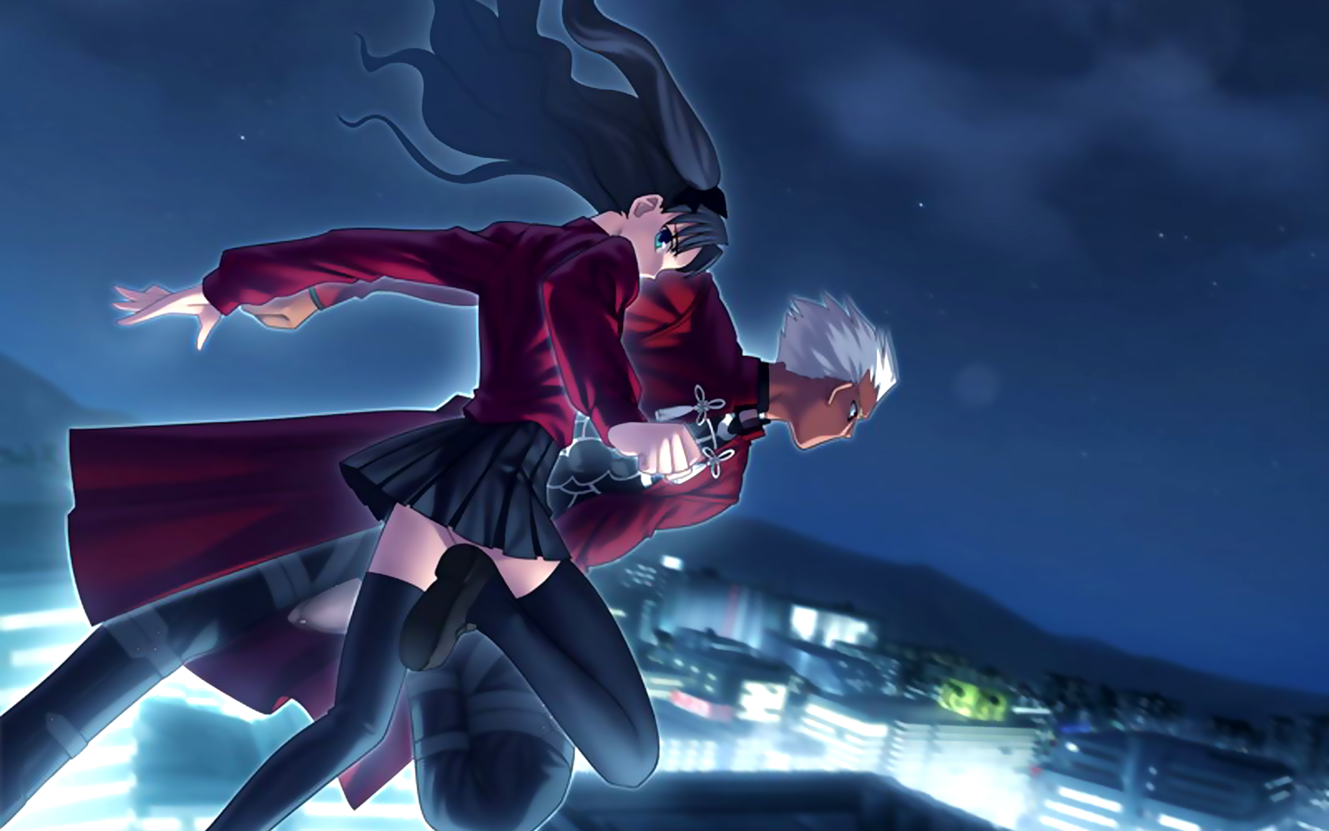 Rin Tohsaka and Archer from Fate/stay night HD Wallpaper