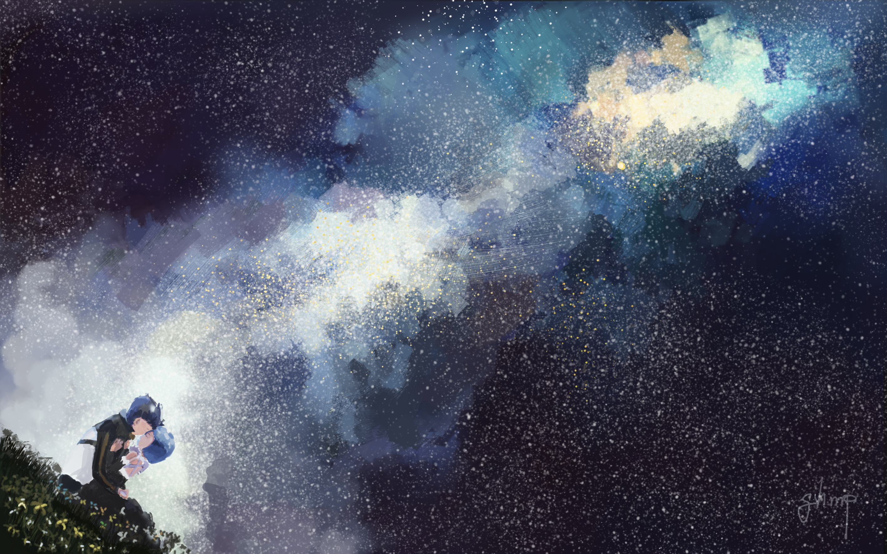 Subaru Natsuki under the starry sky HD Wallpaper