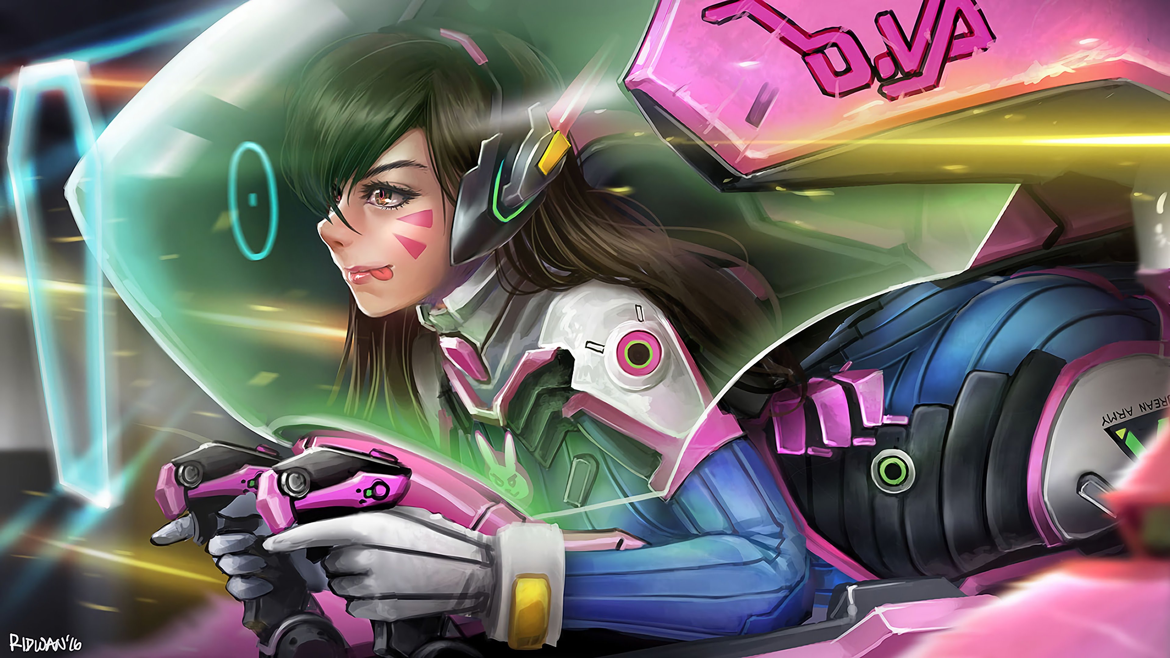D.Va from Overwatch in her mech HD Wallpaper