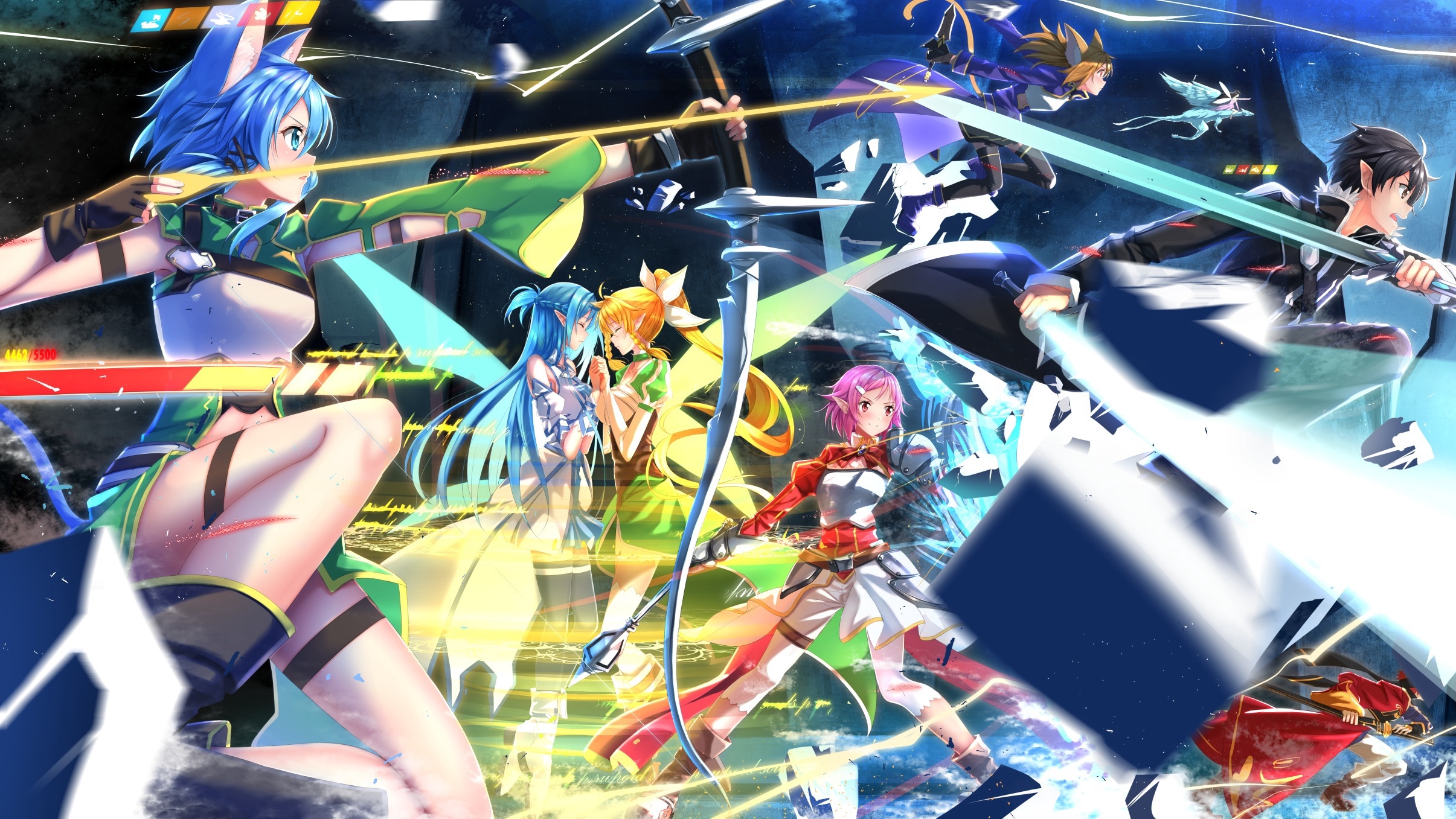 Characters from Sword Art Online in battle HD Wallpaper