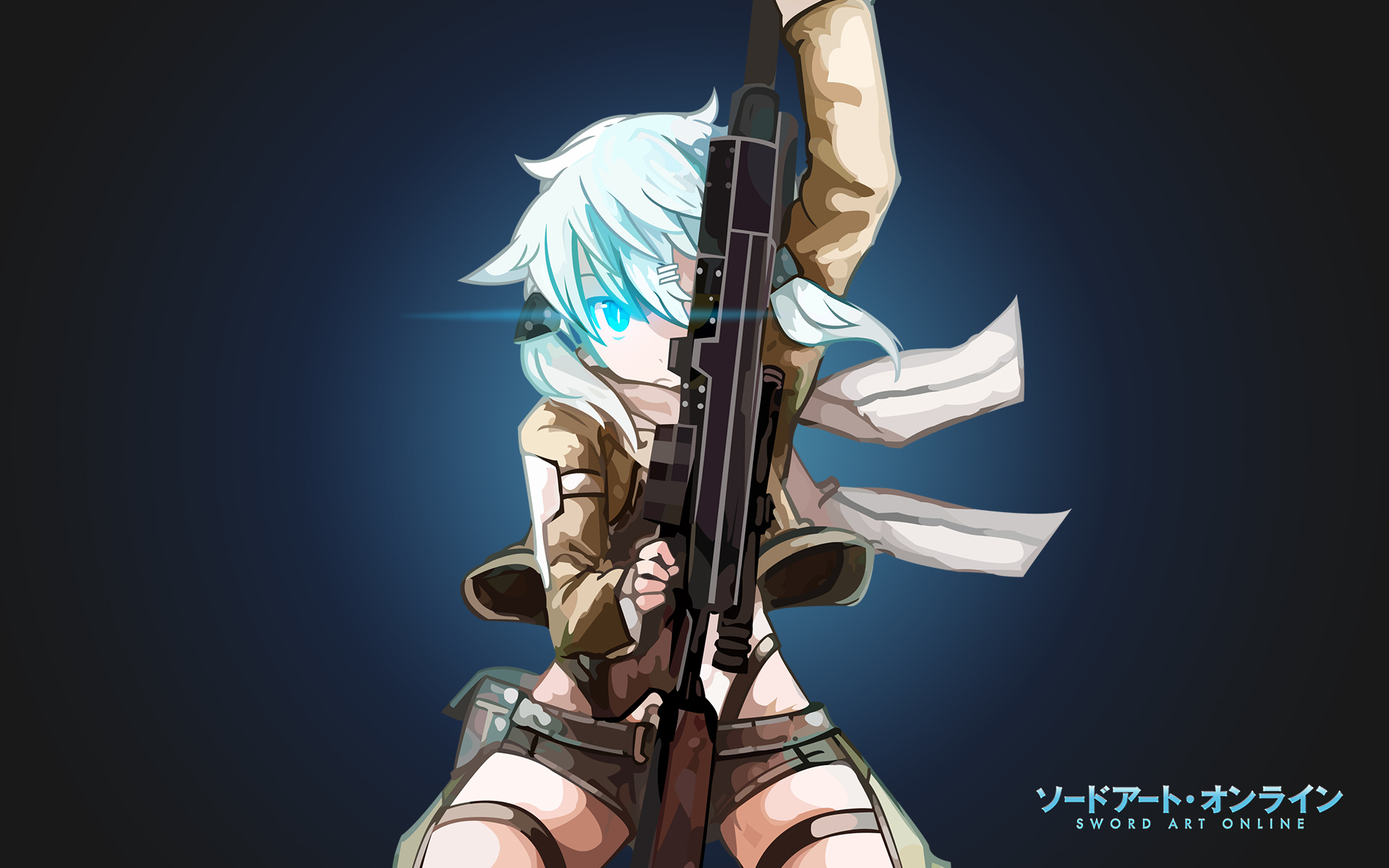Sinon from Sword Art Online with sniper rifle HD Wallpaper