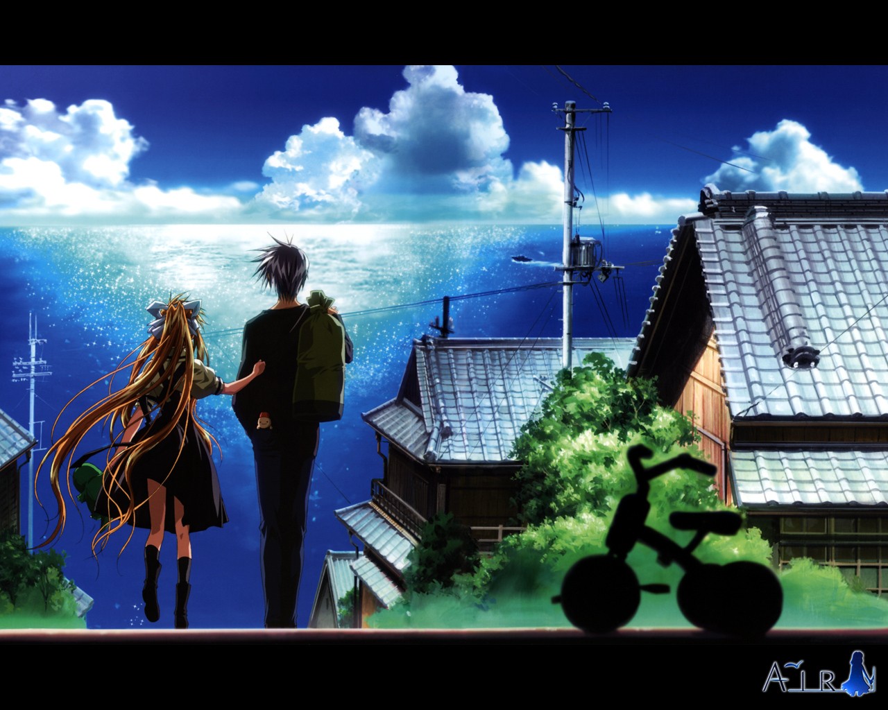 Misuzu Kamio and a boy by the sea HD Wallpaper