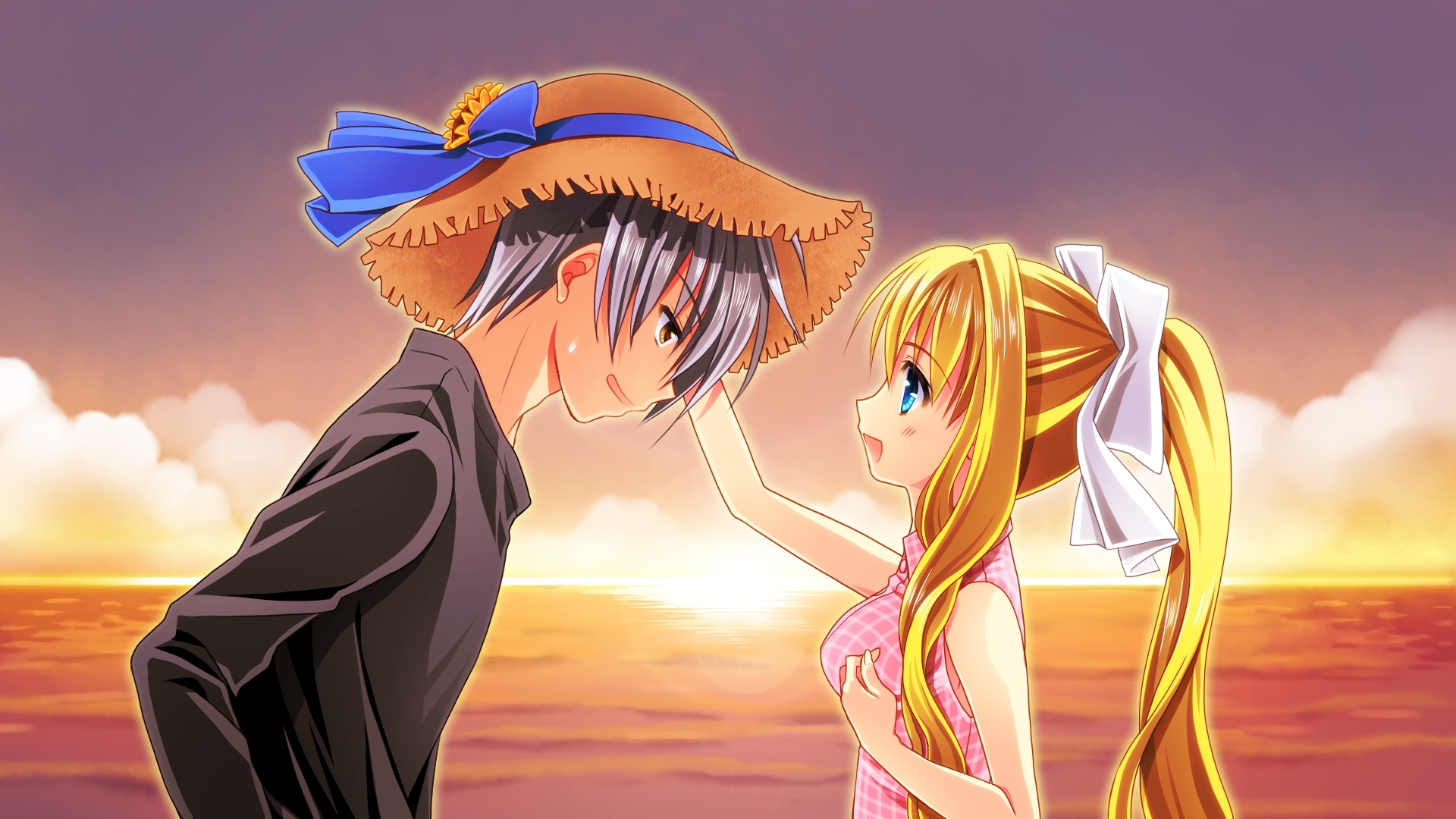 Misuzu Kamio on a Beach at Sunset HD Wallpaper