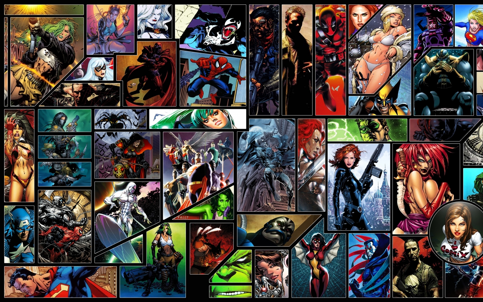 Collage of Comic Book Characters HD Wallpaper