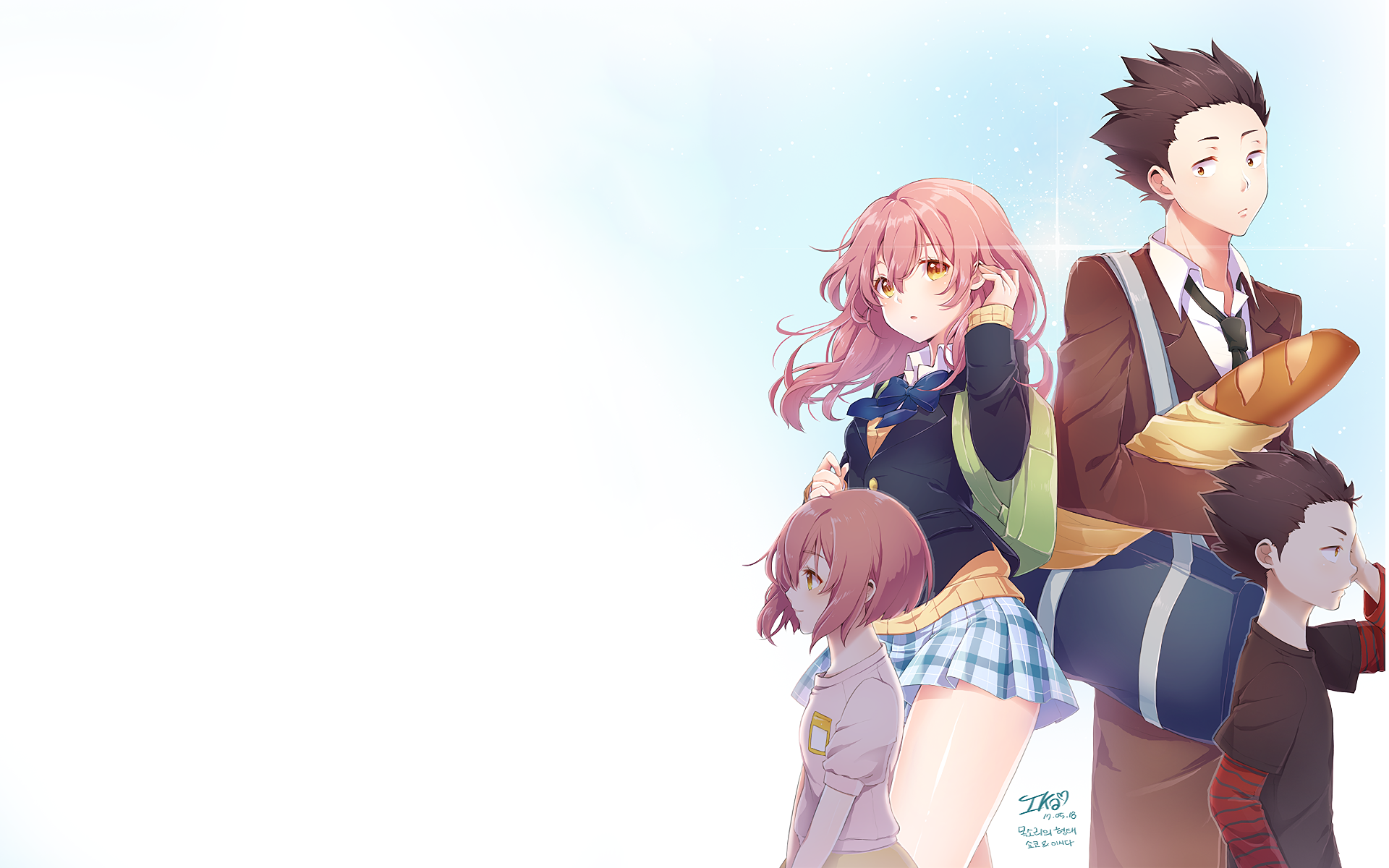 Shouko Nishimiya and friends from Koe no Katachi HD Wallpaper