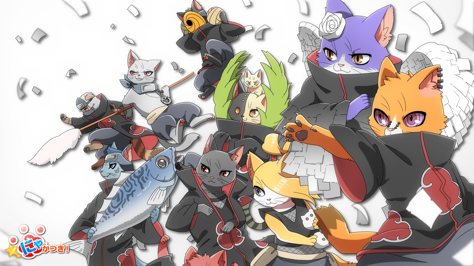 Cats dressed as Akatsuki members from Naruto HD Wallpaper