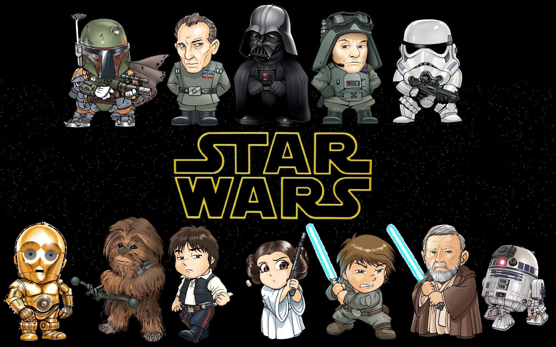 Star Wars characters with Darth Vader and Stormtrooper HD Wallpaper