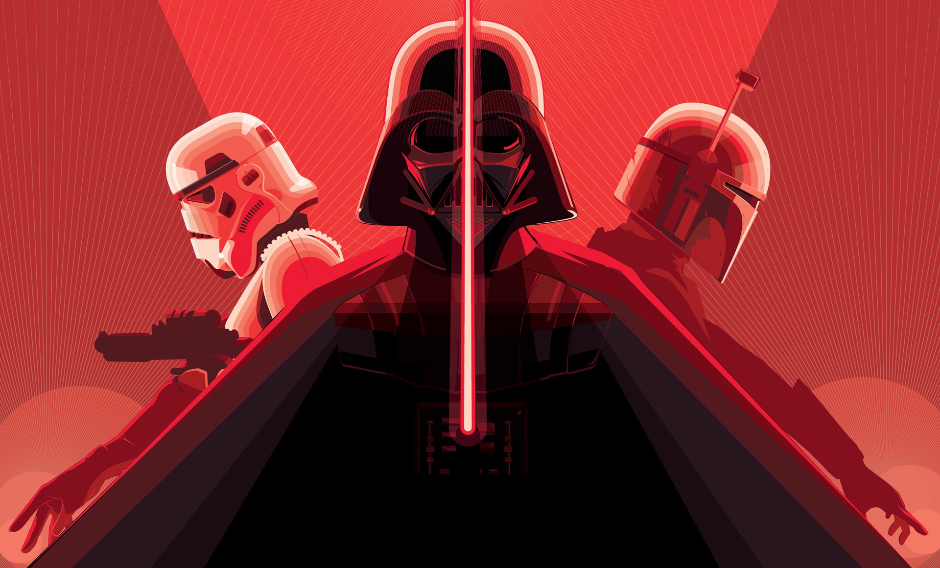 Darth Vader, Stormtrooper, and Boba Fett from Star Wars HD Wallpaper